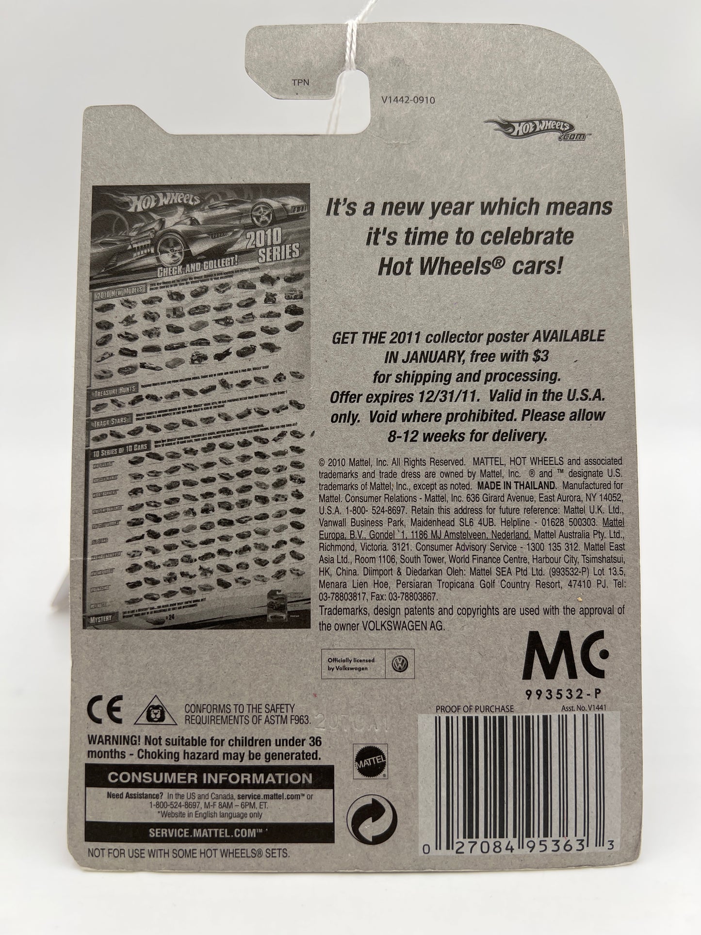 2011 Hot Wheels Happy New Year 2011 Volkswagen Drag Truck 159A