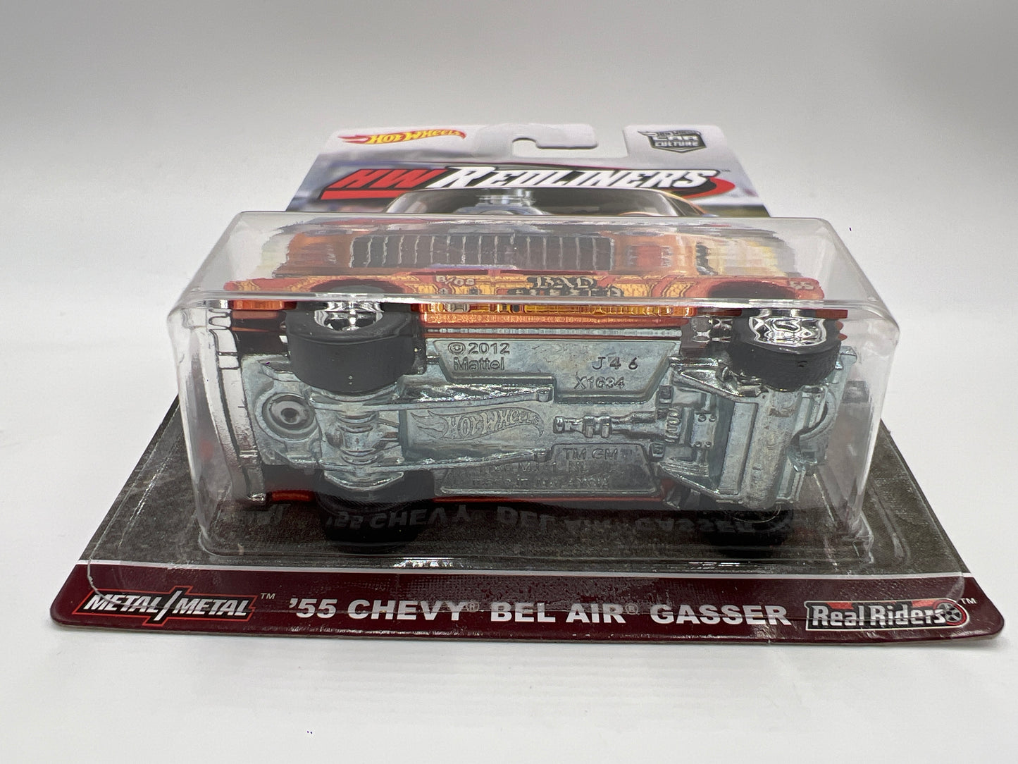 Hot Wheels Car Culture Redliners #4 55 Chevy Bel Air Gasser Orange W/Protector