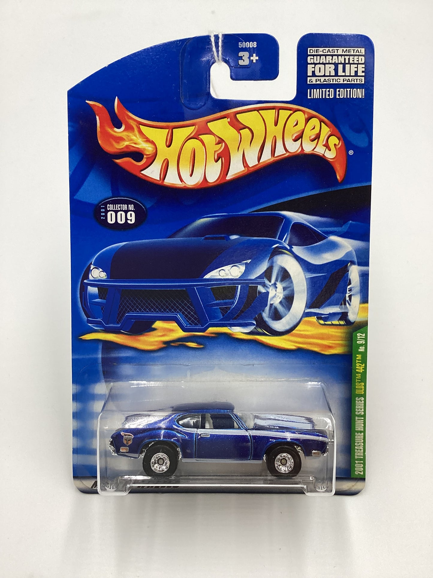 2001 Hot Wheels Treasure Hunt #009 Olds 442 Blue with protector