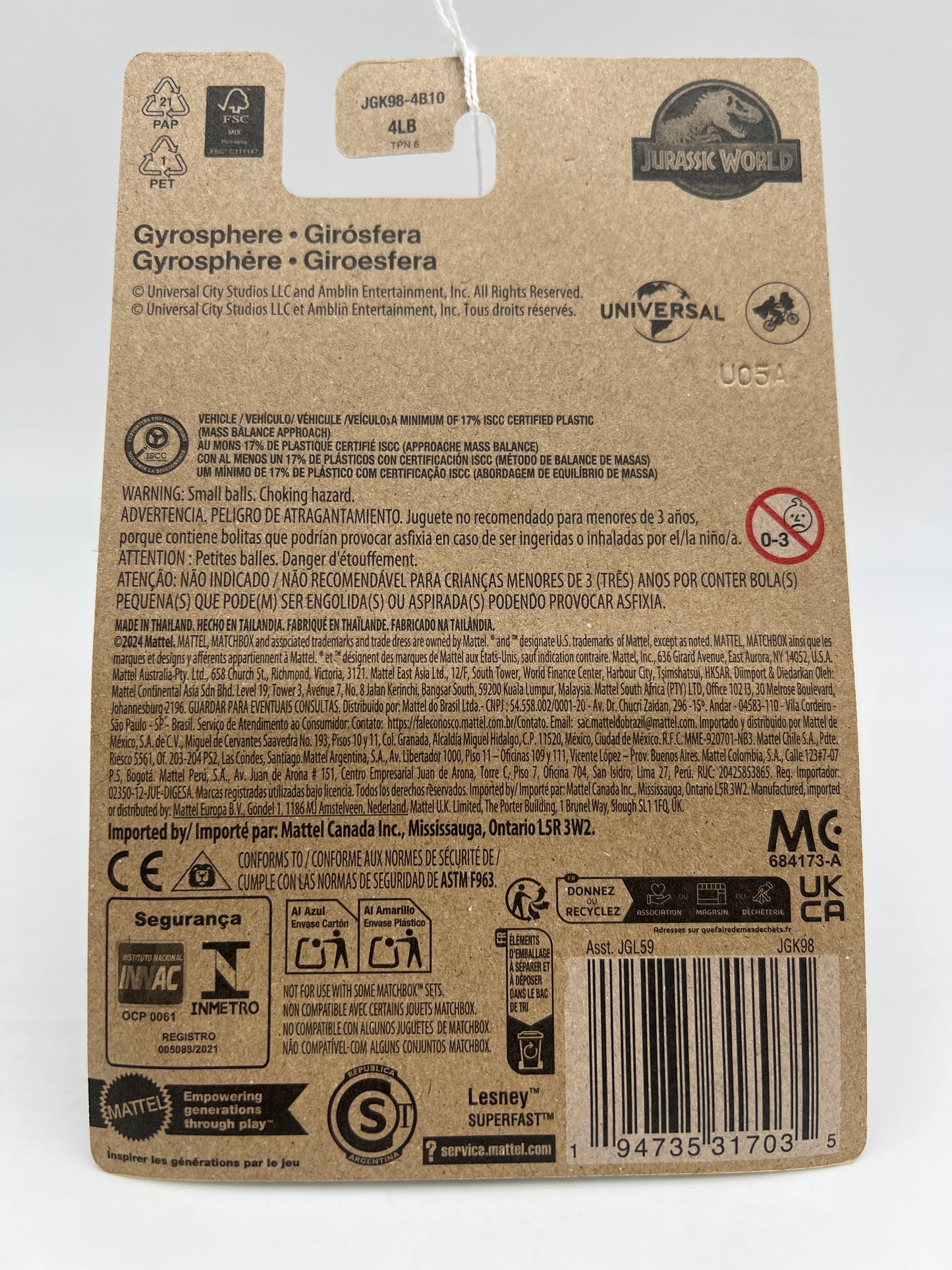 Matchbox Jurassic World Rebirth Gyrosphere 160i