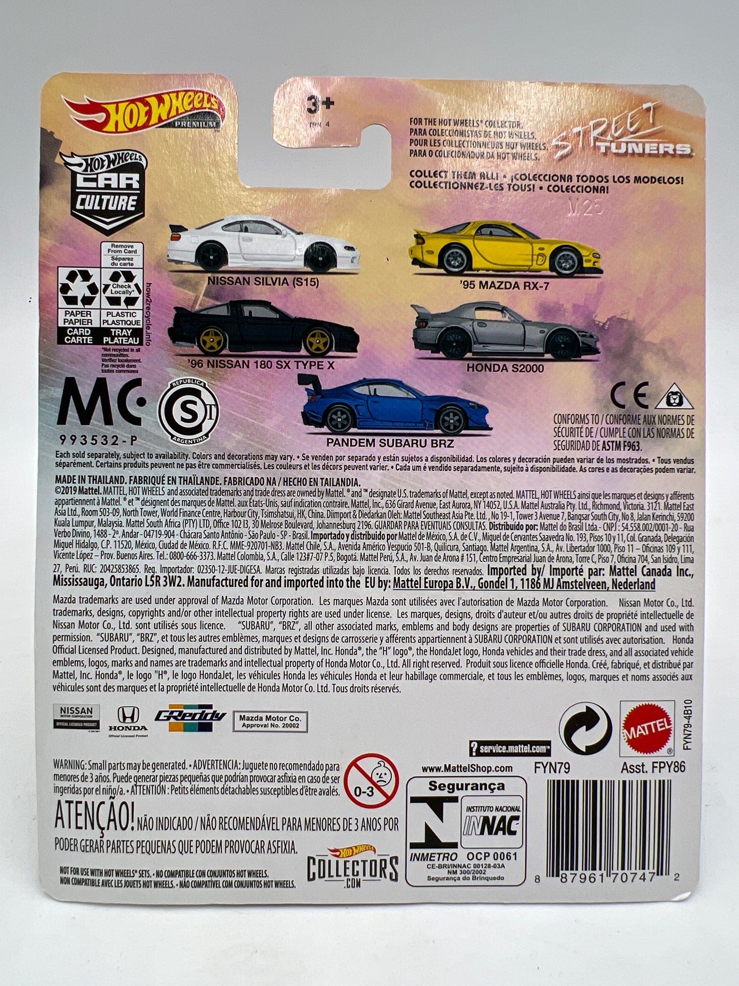 Hot Wheels Premium Street Tuners #1 Nissan Silvia S15 White W/Protector