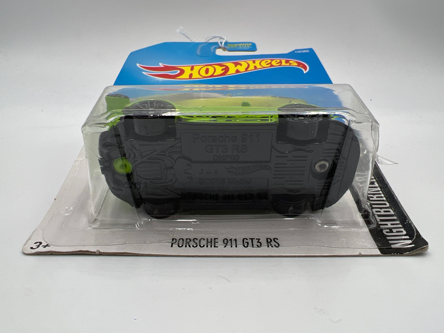 2017 Hot Wheels Nightburnerz #117 Porsche 911 GT3 RS Green (Cracked Blister) 99B