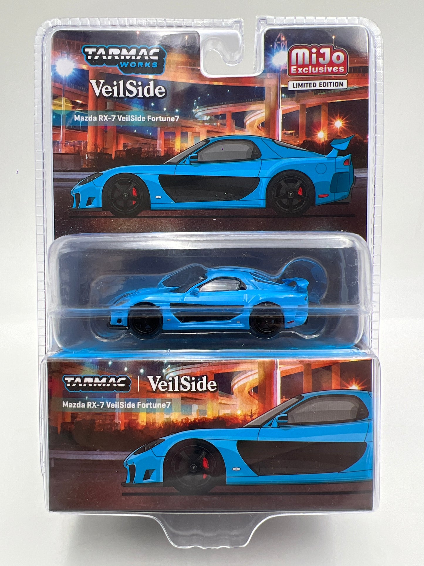 Tarmac Works Mijo Exclusives #75 Mazda RX-7 VeilSide Fortune7 Light Blue