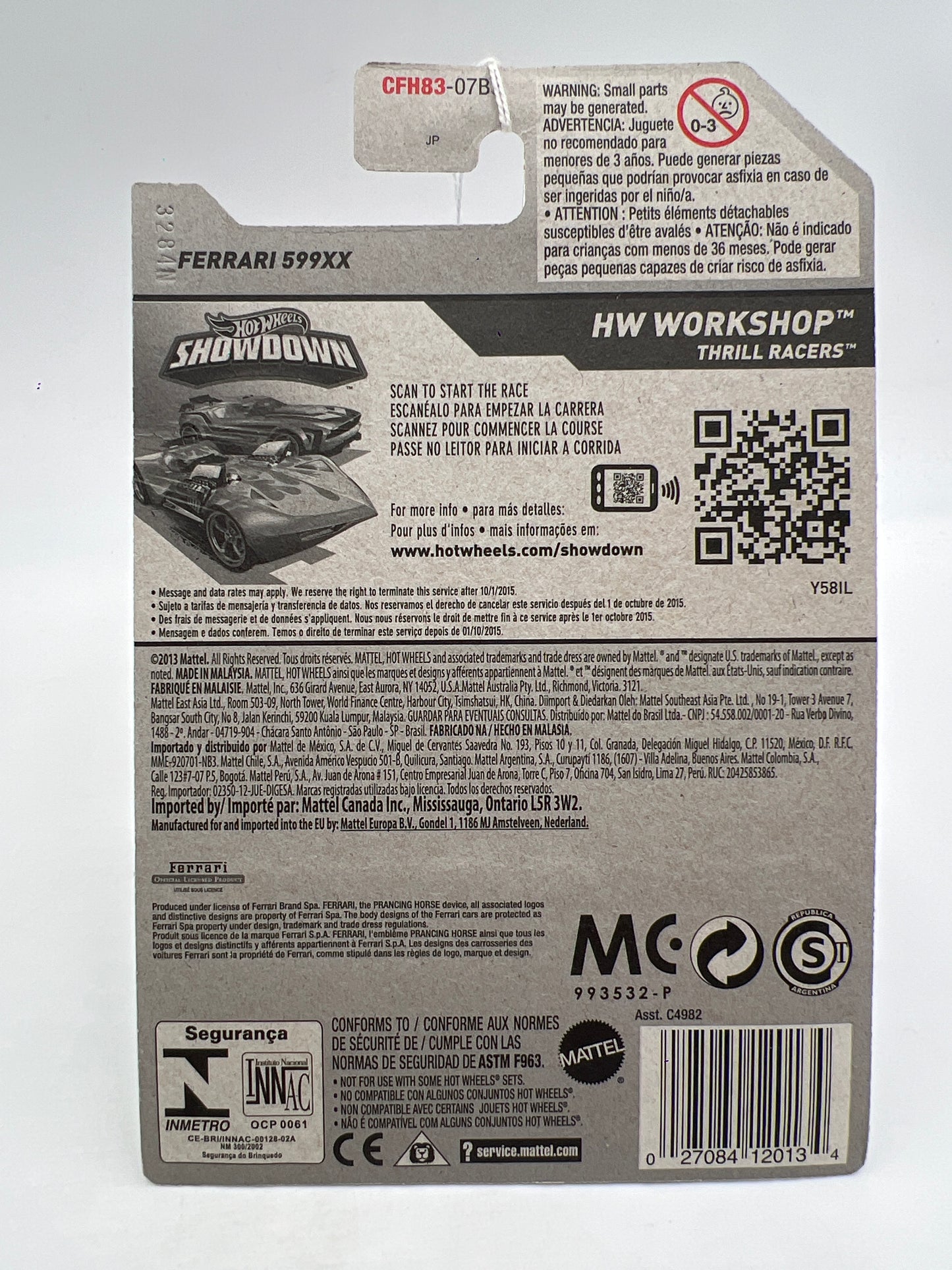 2015 Hot Wheels Workshop #188 Ferrari 599XX Gray International Card