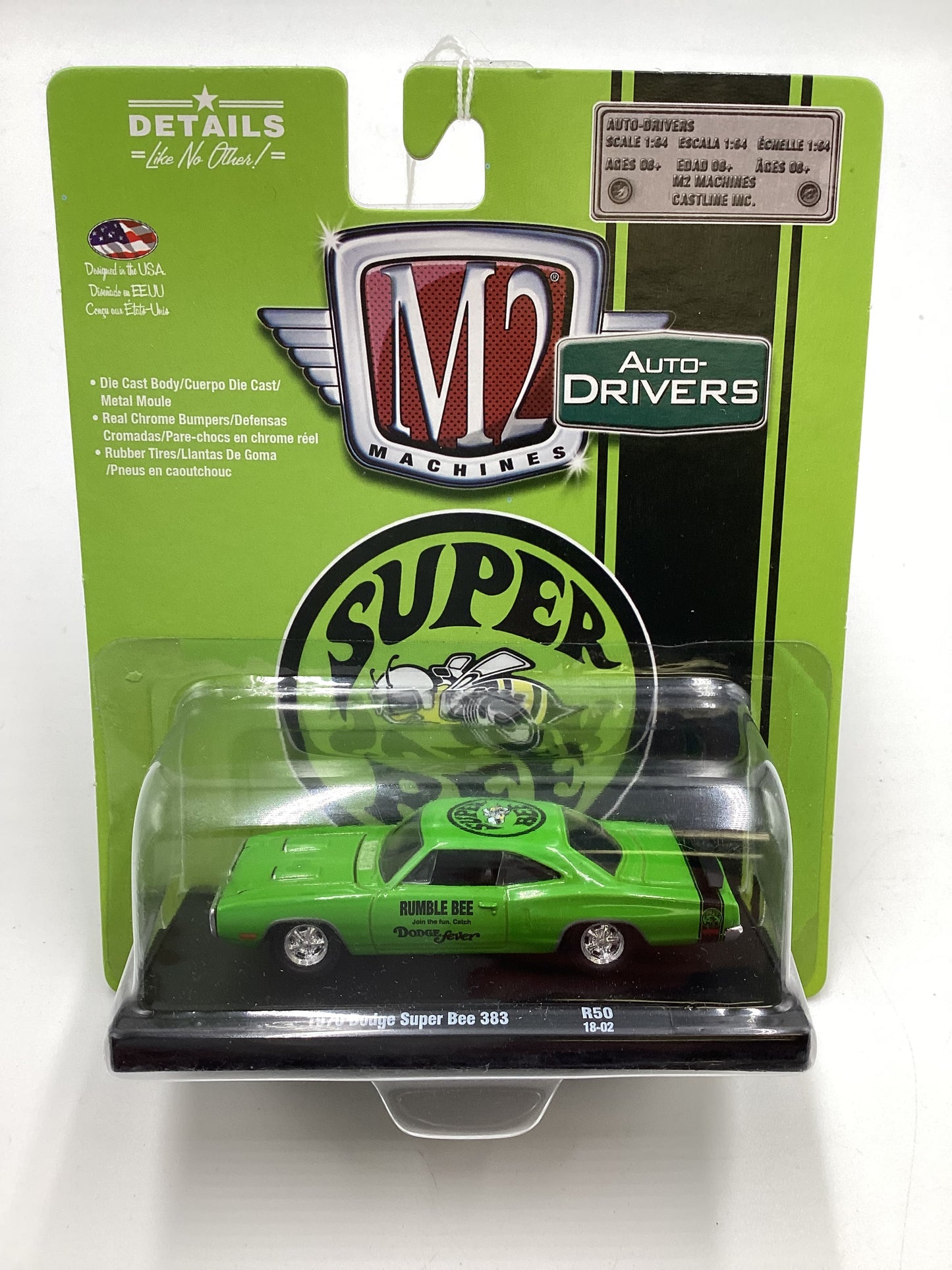 M2 Machines Auto Drivers Superbee 1970 Dodge Super Bee 383 Green R50 192A