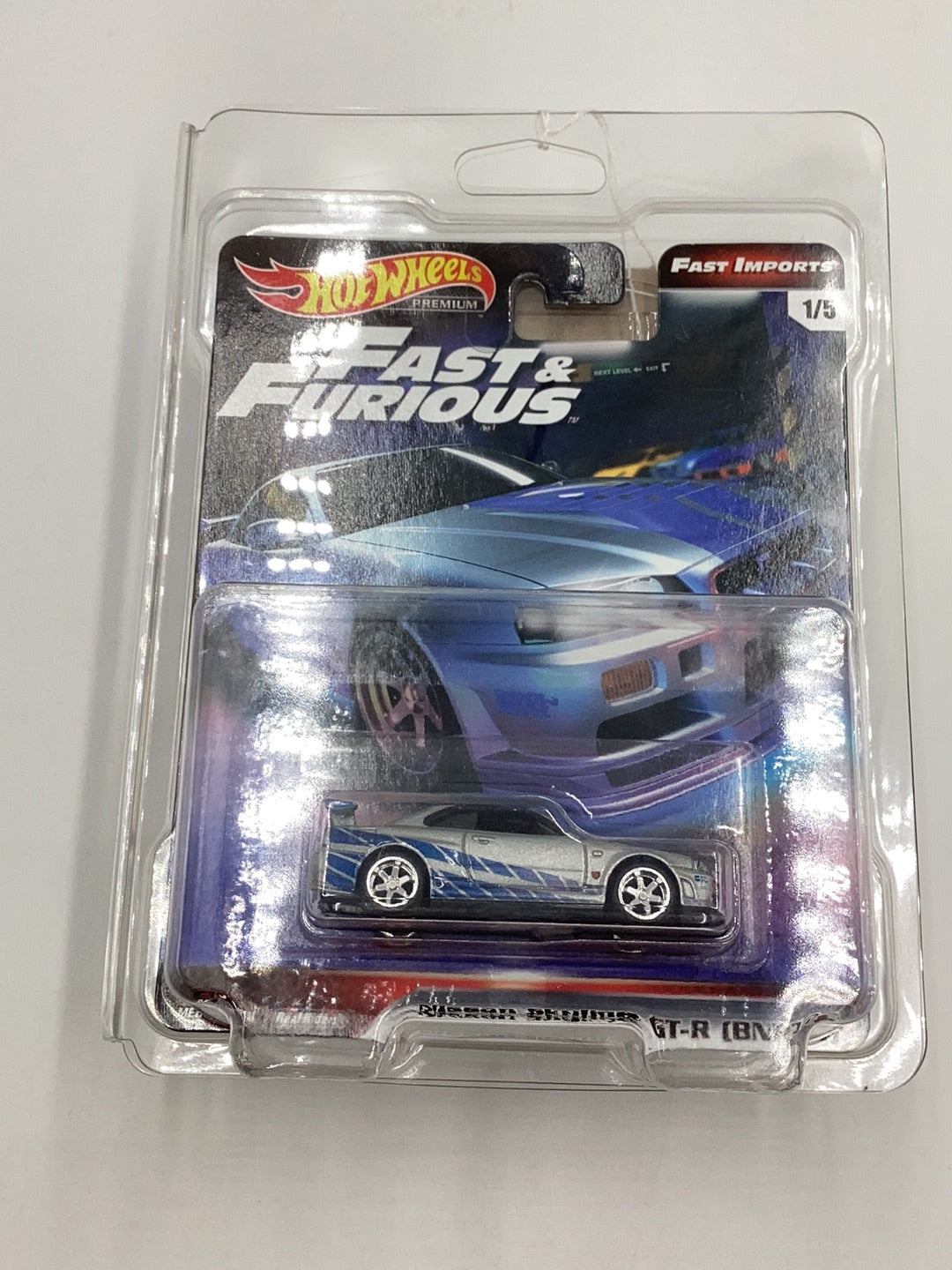 Hot Wheels fast and furious fast imports #1 nissan skyline gt-R bnr34 with protector