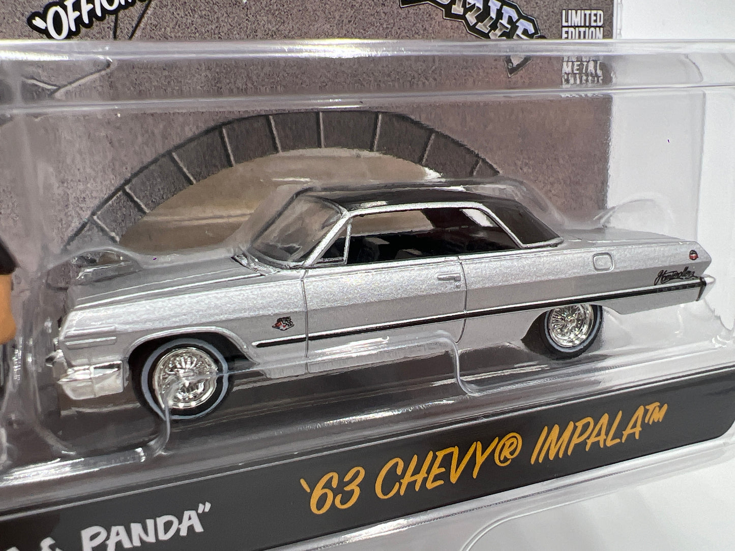Greenlight x DGA Homie Rollerz 63 Chevy Impala Silver & Bigotes/Panda 222D