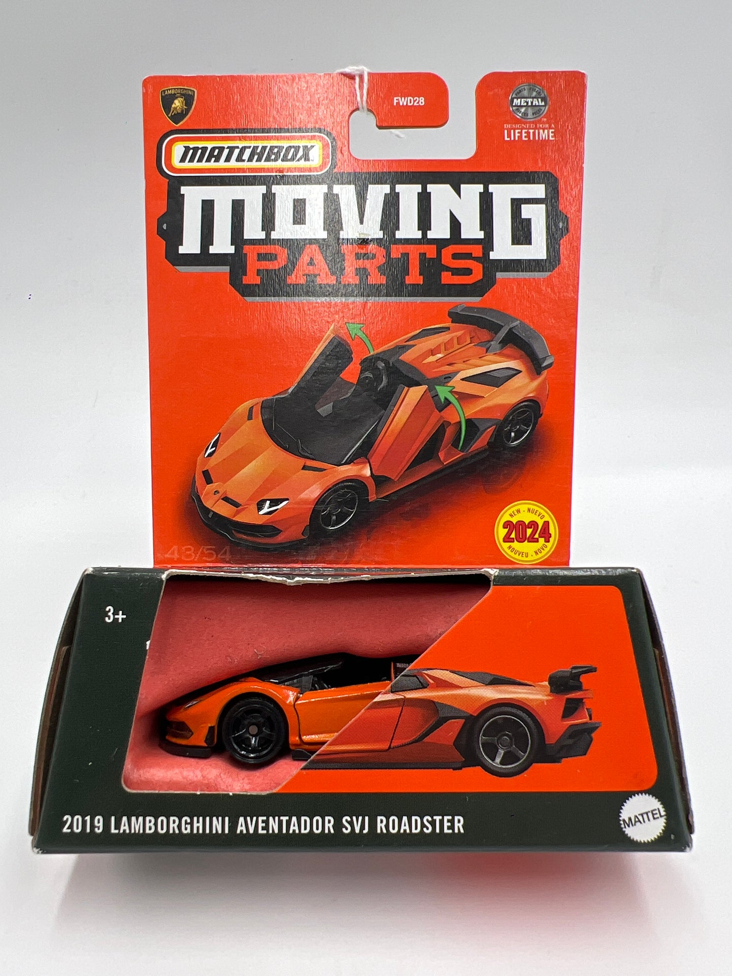 2024 Matchbox Moving Parts #43 2019 Lamborghini Aventador SVJ Roadster Orange 166D