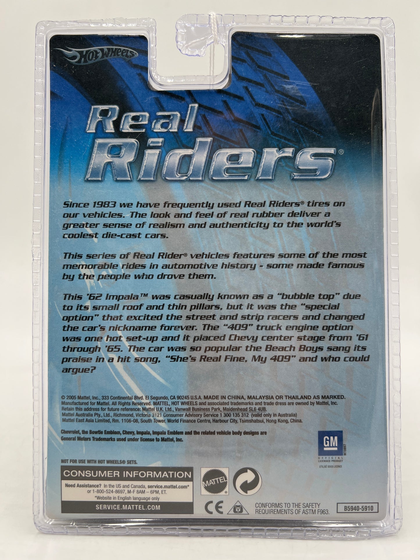 Hot Wheels Premium Real Riders Limited Edition 62 Chevy 409 Bubble Top White 245G