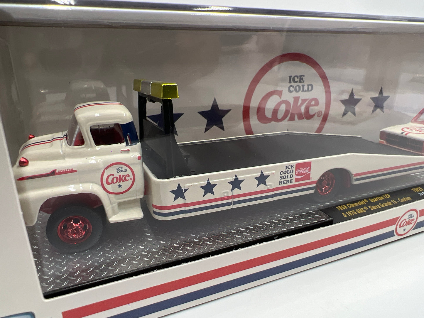 M2 Machines Auto Haulers CHASE Coke 1958 Chevrolet Spartan LCF & 1976 GMC Sierra Grande 15 Custom TW25