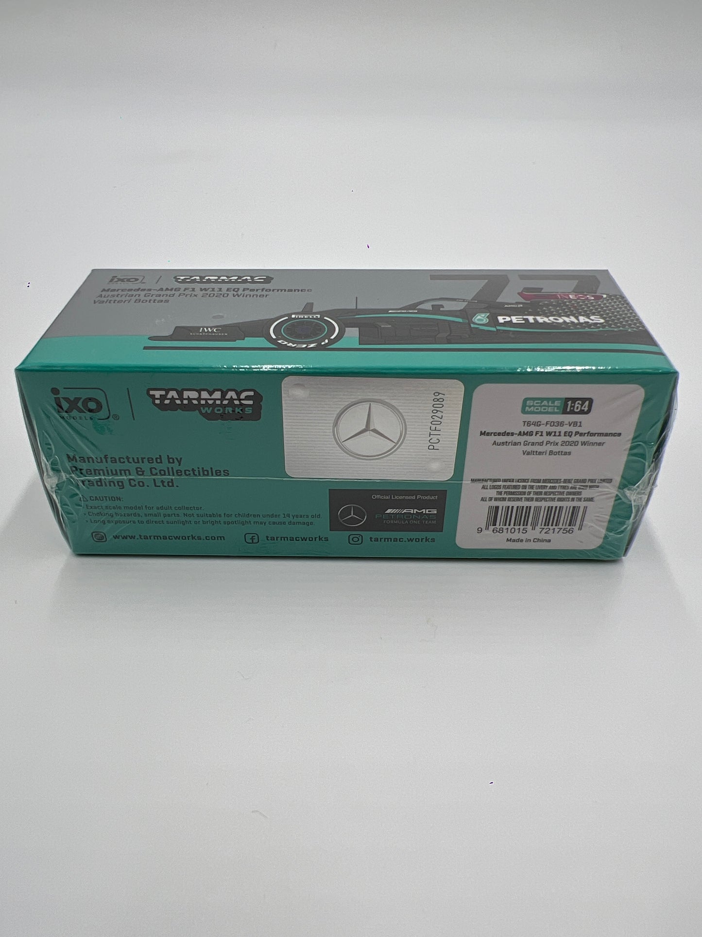 Tarmac Works Global64 IXO Models Valtteri Bottas Mercedes-AMG F1 W11 EQ Performance Austrian Grand Prix 2020 Winner Sealed