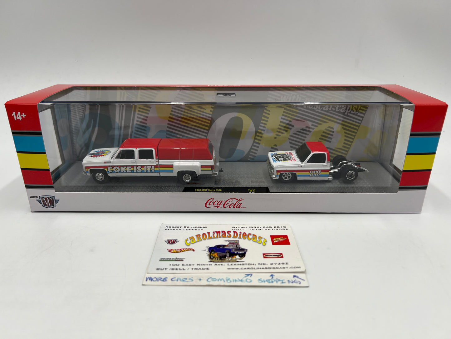 2025 M2 Machines Auto Haulers Coca Cola 1973 GMC Sierra 3500 & 1976 GMC Sierra Grande TW37