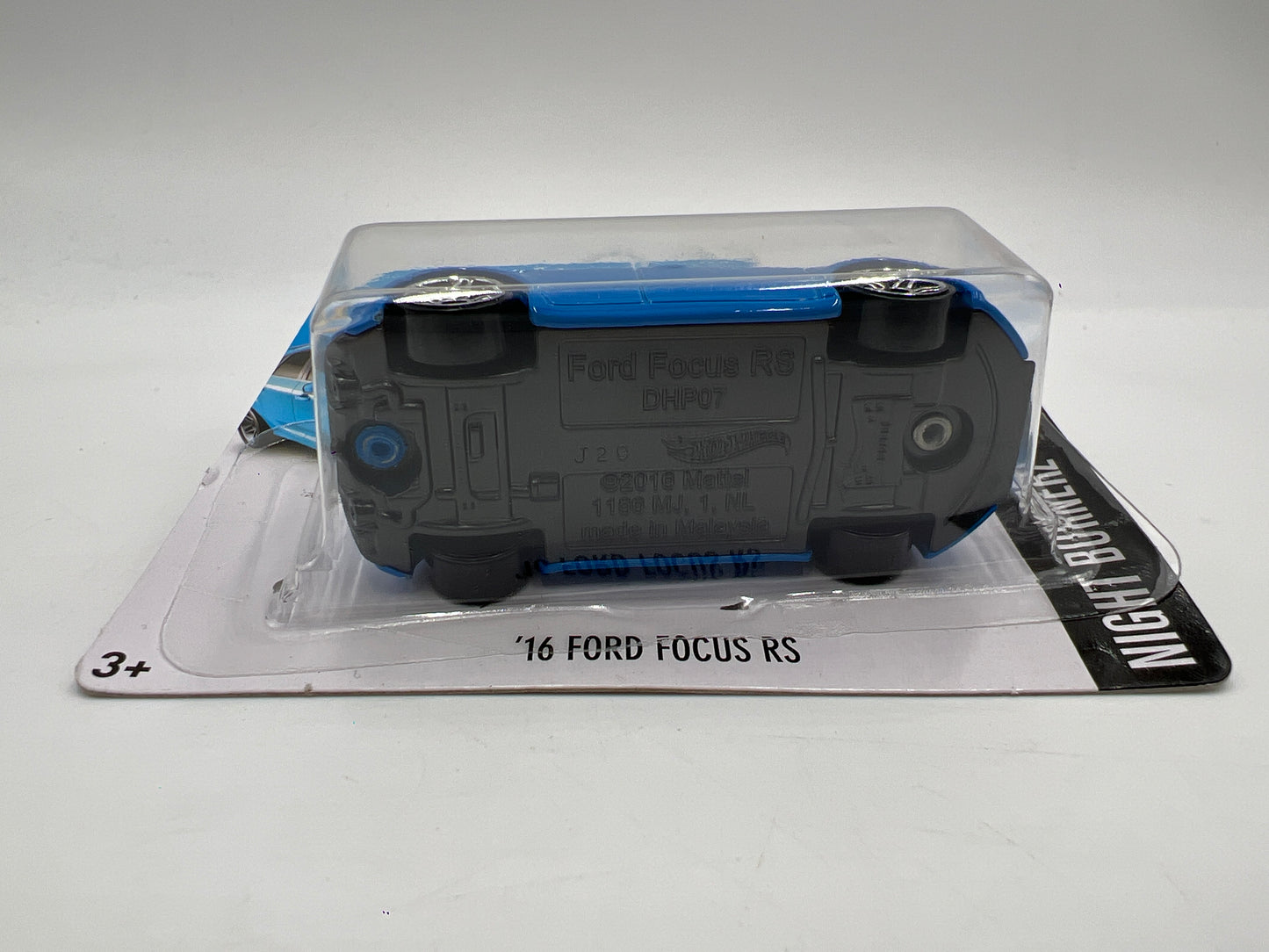 2016 Hot Wheels Night Burnerz #90 16 Ford Focus RS Blue Short Card Blister Off Center 21E