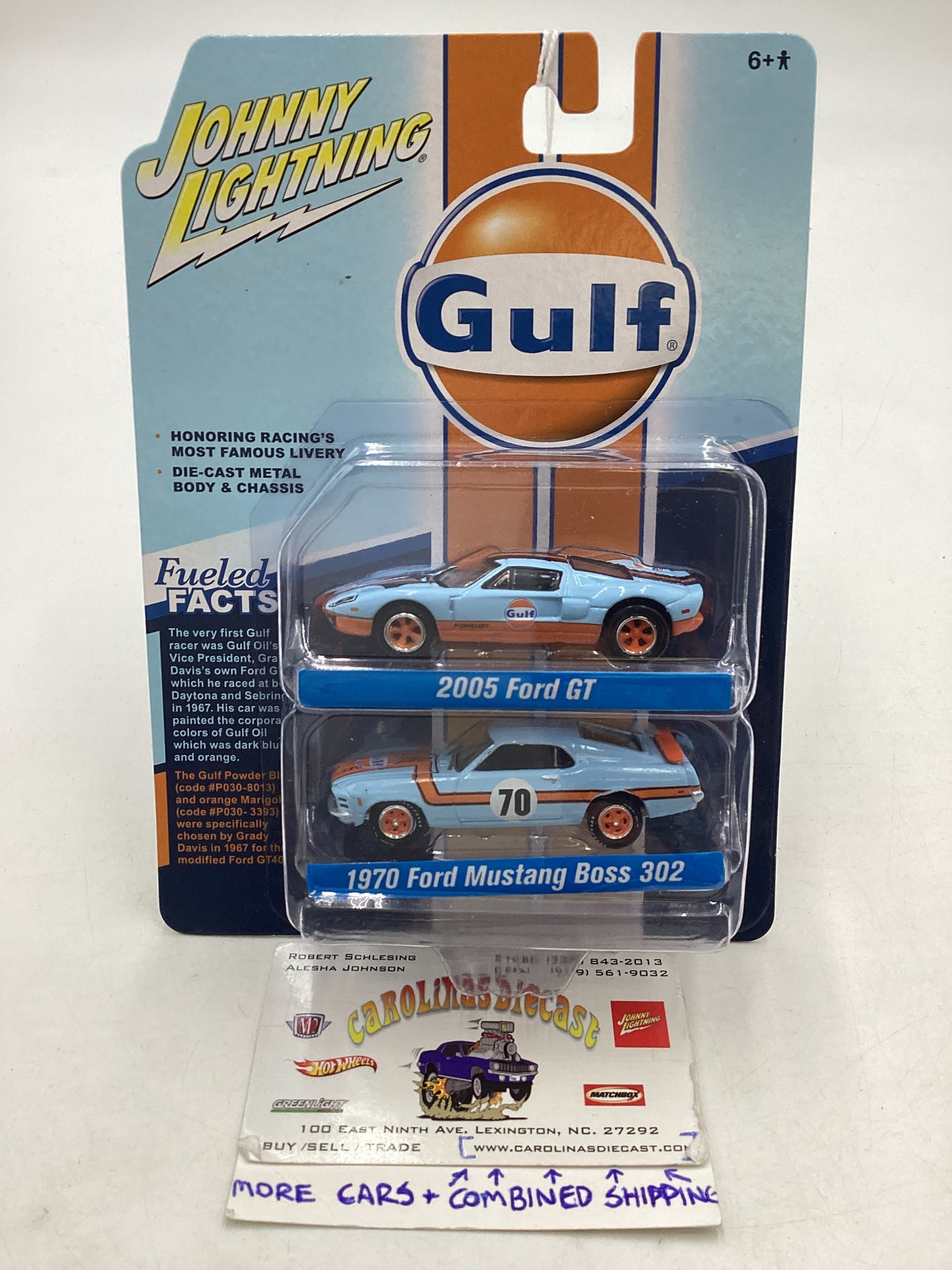 Johnny Lightning Gulf 2005 Ford GT & 1970 Ford Mustang Boss 302 214A