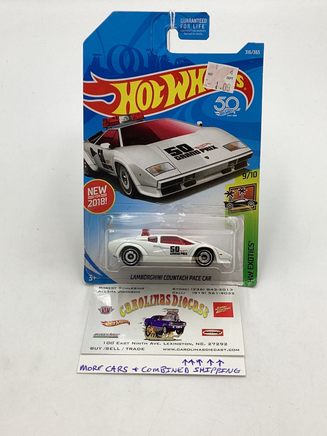 2018 Hot Wheels #316 Lamborghini Countach Pace Car White 102I