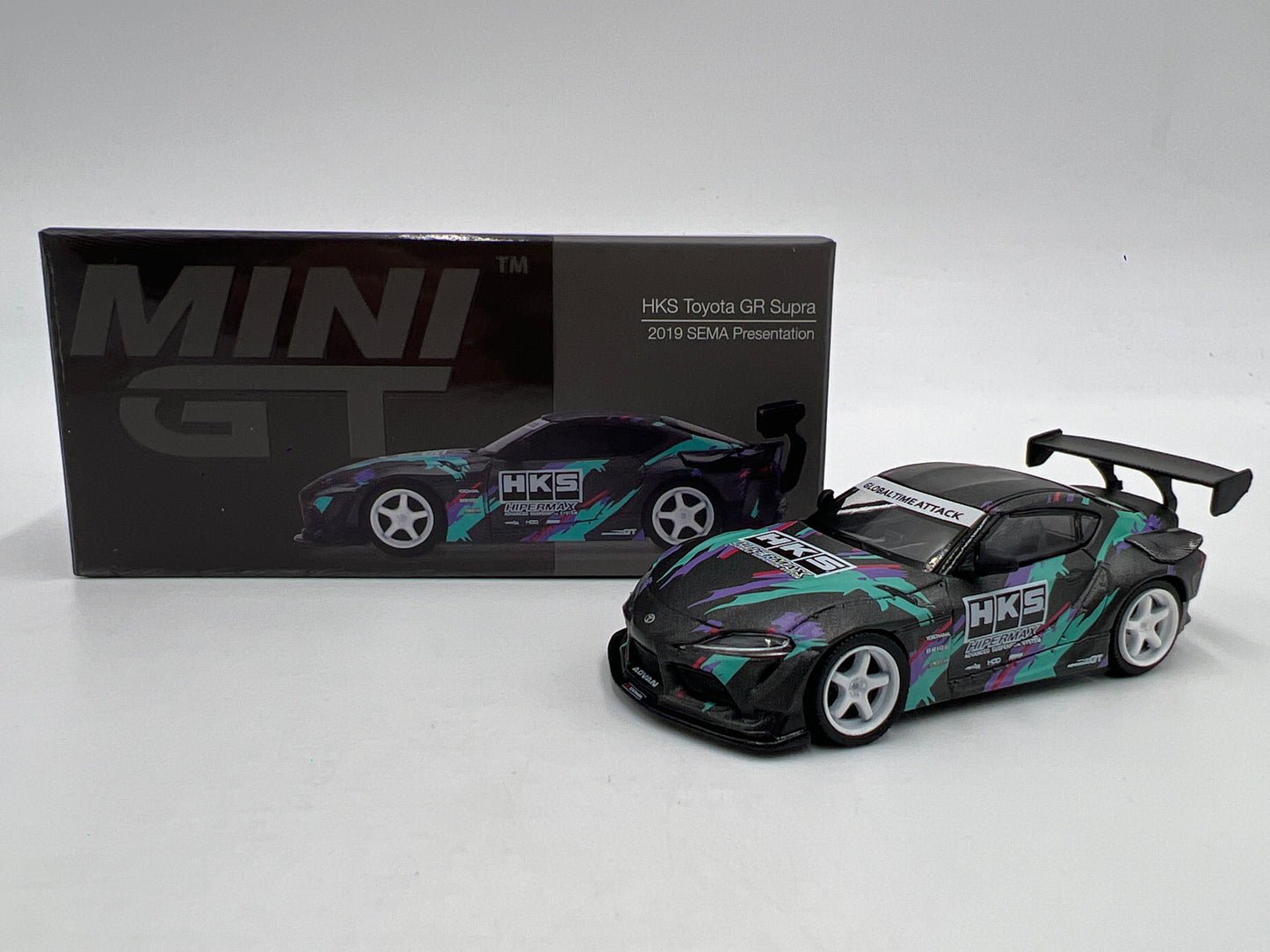 Mini GT #212 MiJo Exclusive HKS Toyota GR Supra 2019 SEMA Presentation