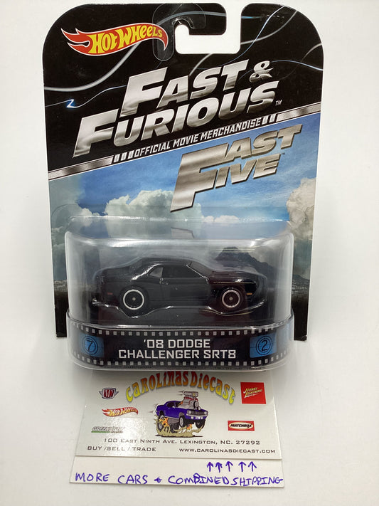 Hot wheels Retro Entertainment Fast & Furious 08 Dodge Challenger SRT8 Black W/Protector