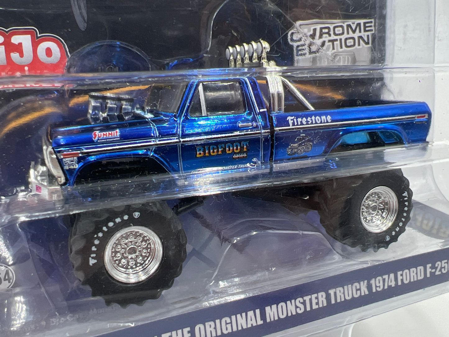 Greenlight MiJo Exclusives Chrome Edition Bigfoot #1 The Original Monster Truck 1974 Ford F-250 Blue