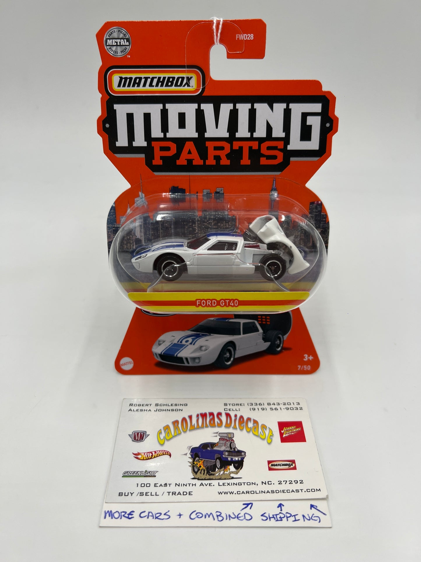 Matchbox Moving Parts #7 Ford GT40 White 163D