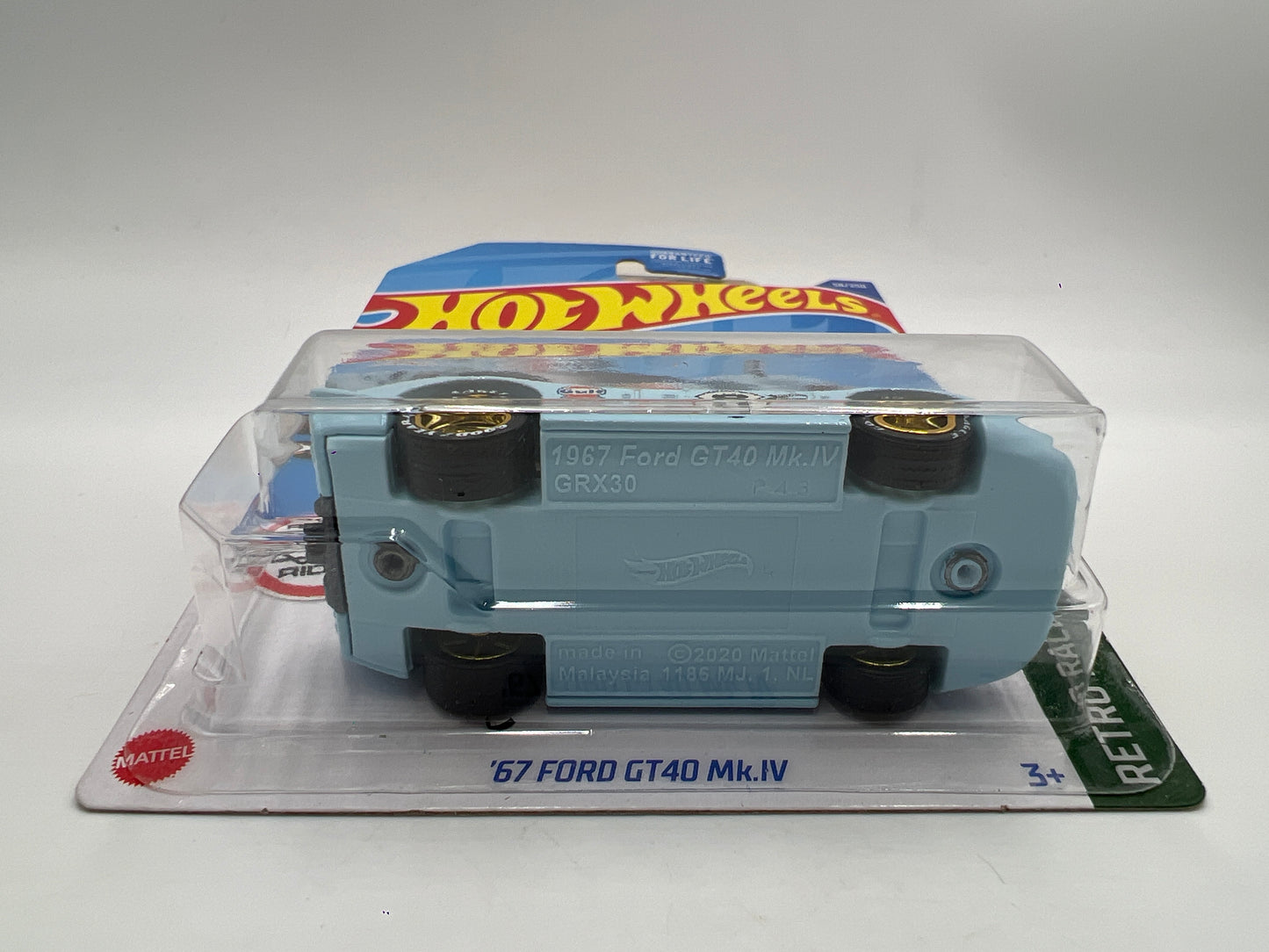 Hot Wheels 67 Ford GT40 Mk.IV Gulf Blue Wheel Swap Custom On Card W/Protector SR