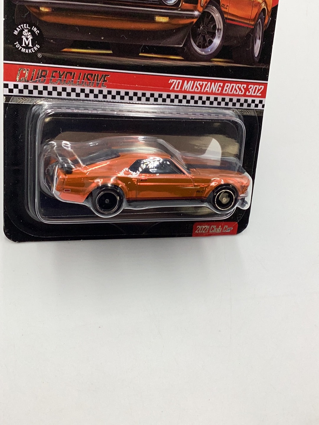 Hot Wheels redline club exclusive 70 Mustang Boss 302 2021 Club car with patch and button and protector