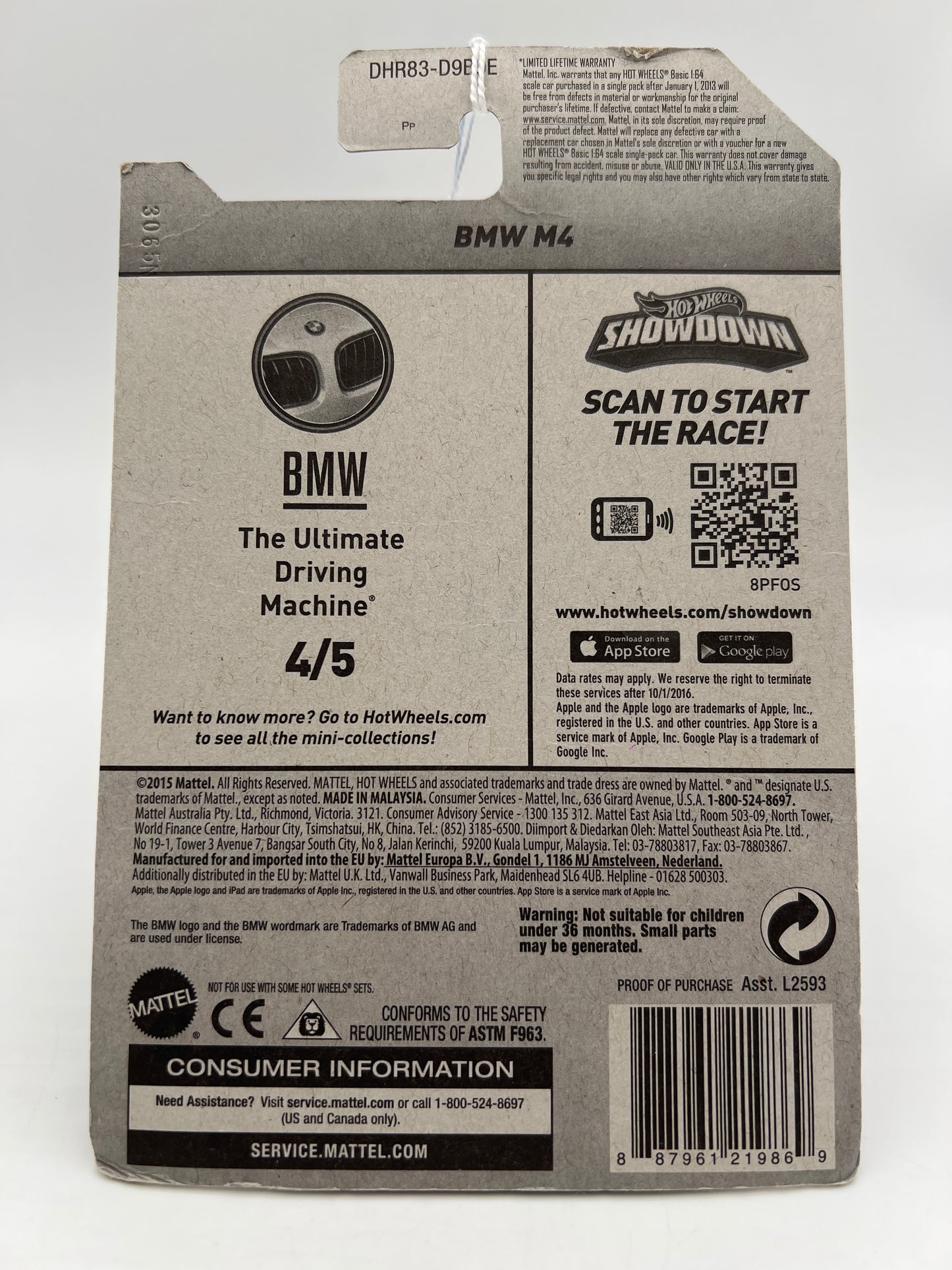 2016 Hot Wheels BMW #189 BMW M4 Red 108A