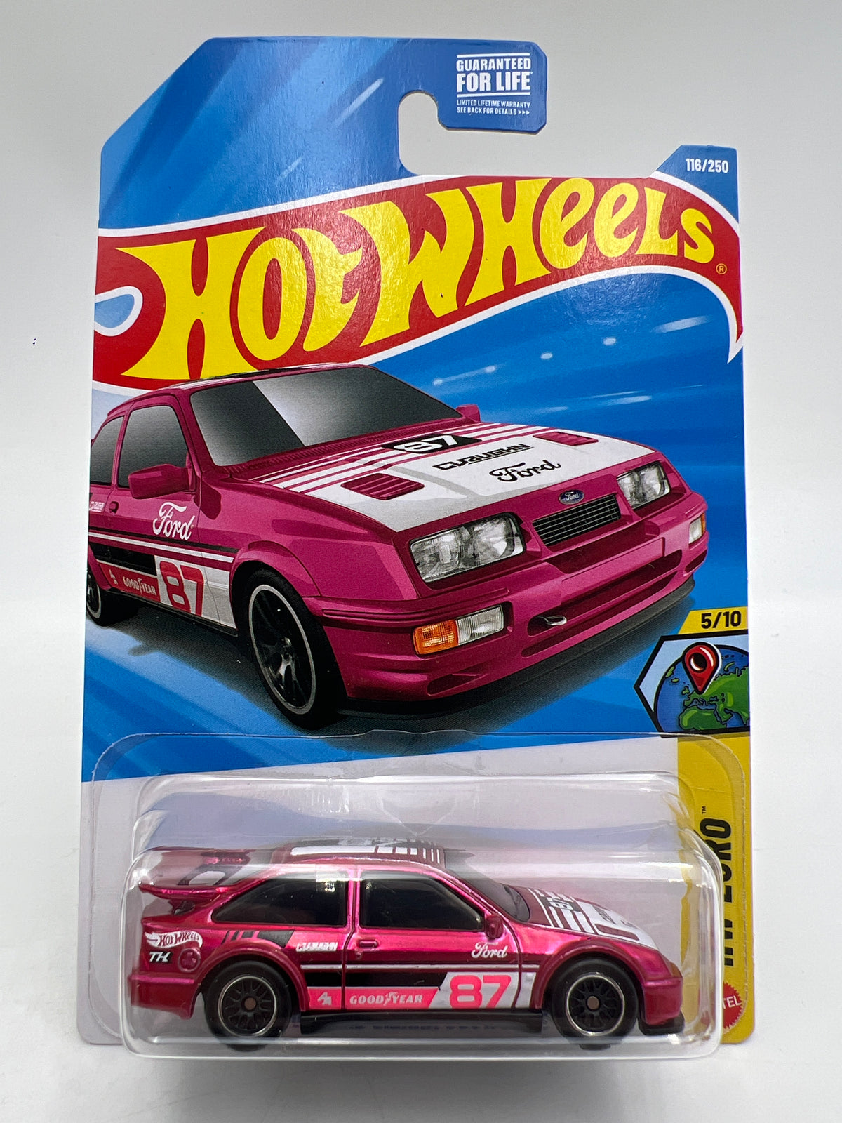 2026 Hot Wheels Super Treasure Hunt #116 87 Ford Sierra Cosworth Pink W/Protector