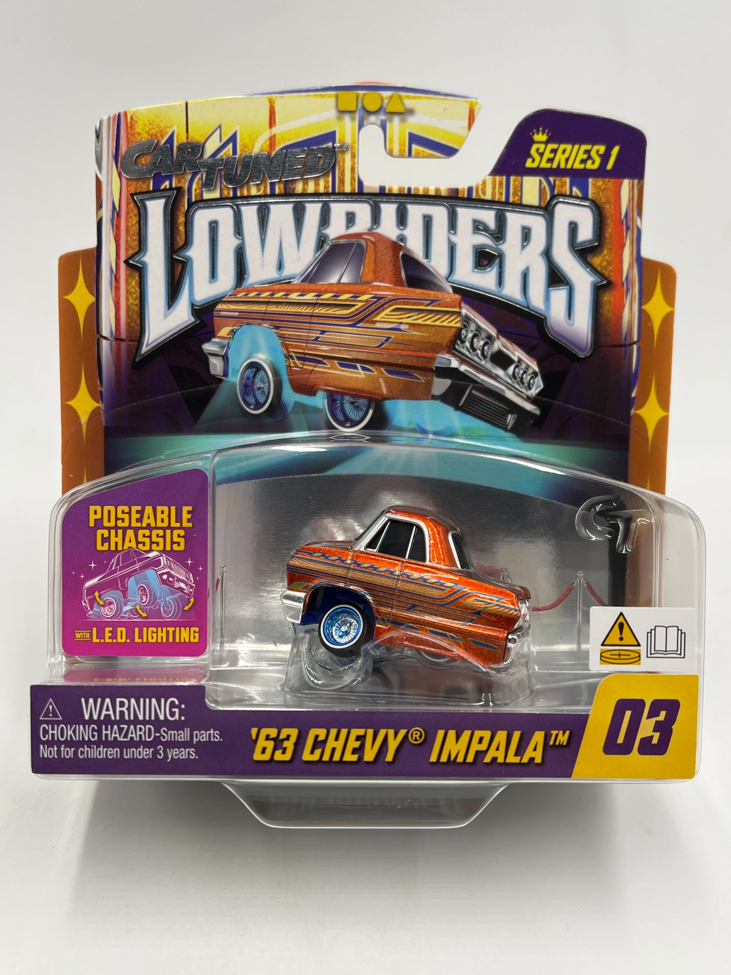MGA Car Tuned Series 1 Show Glow Lowriders #3 63 Chevy Impala Orange