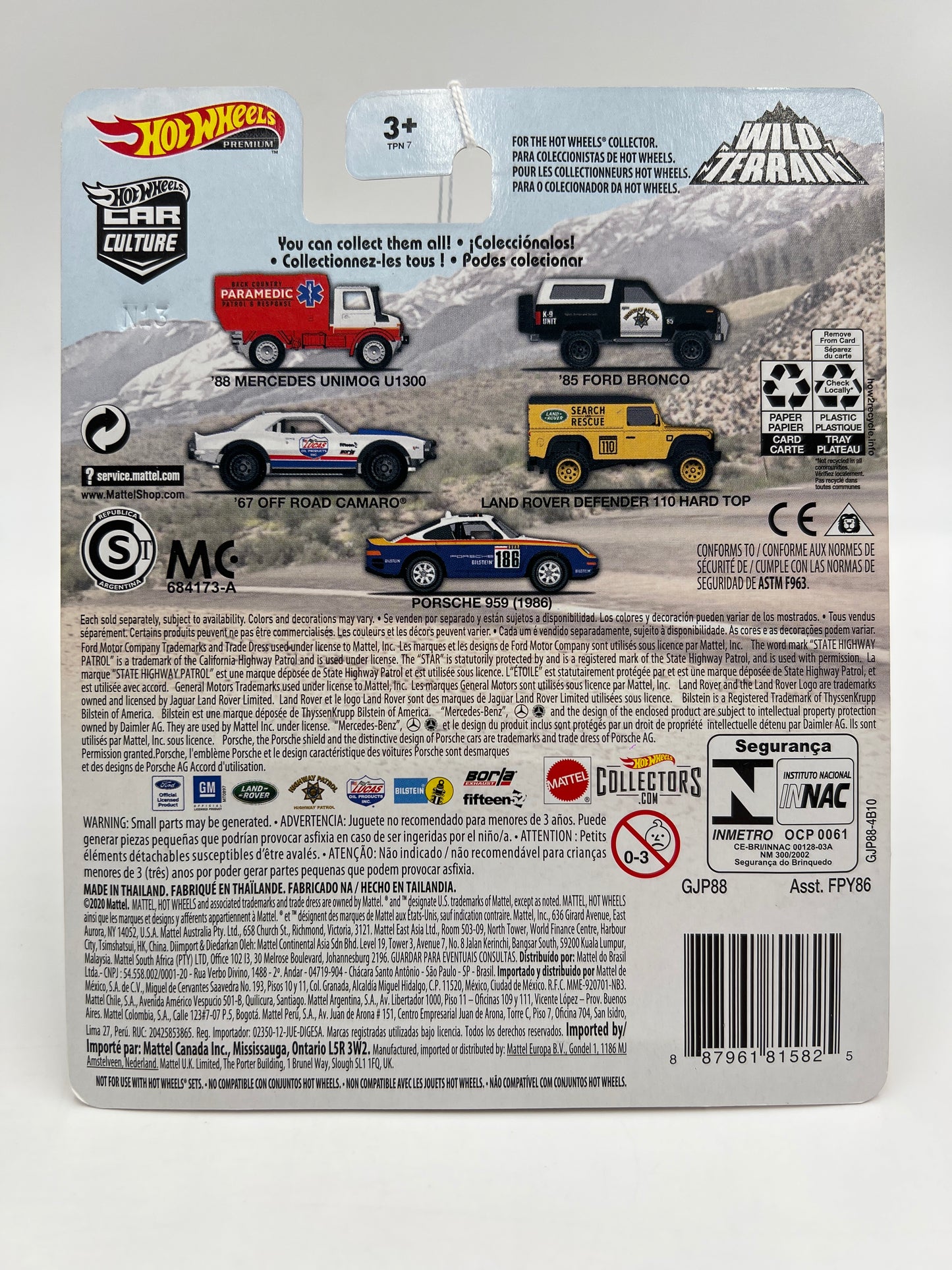 Hot Wheels Premium Wild Terrain #2 85 Ford Bronco Black/White Highway Patrol 253A