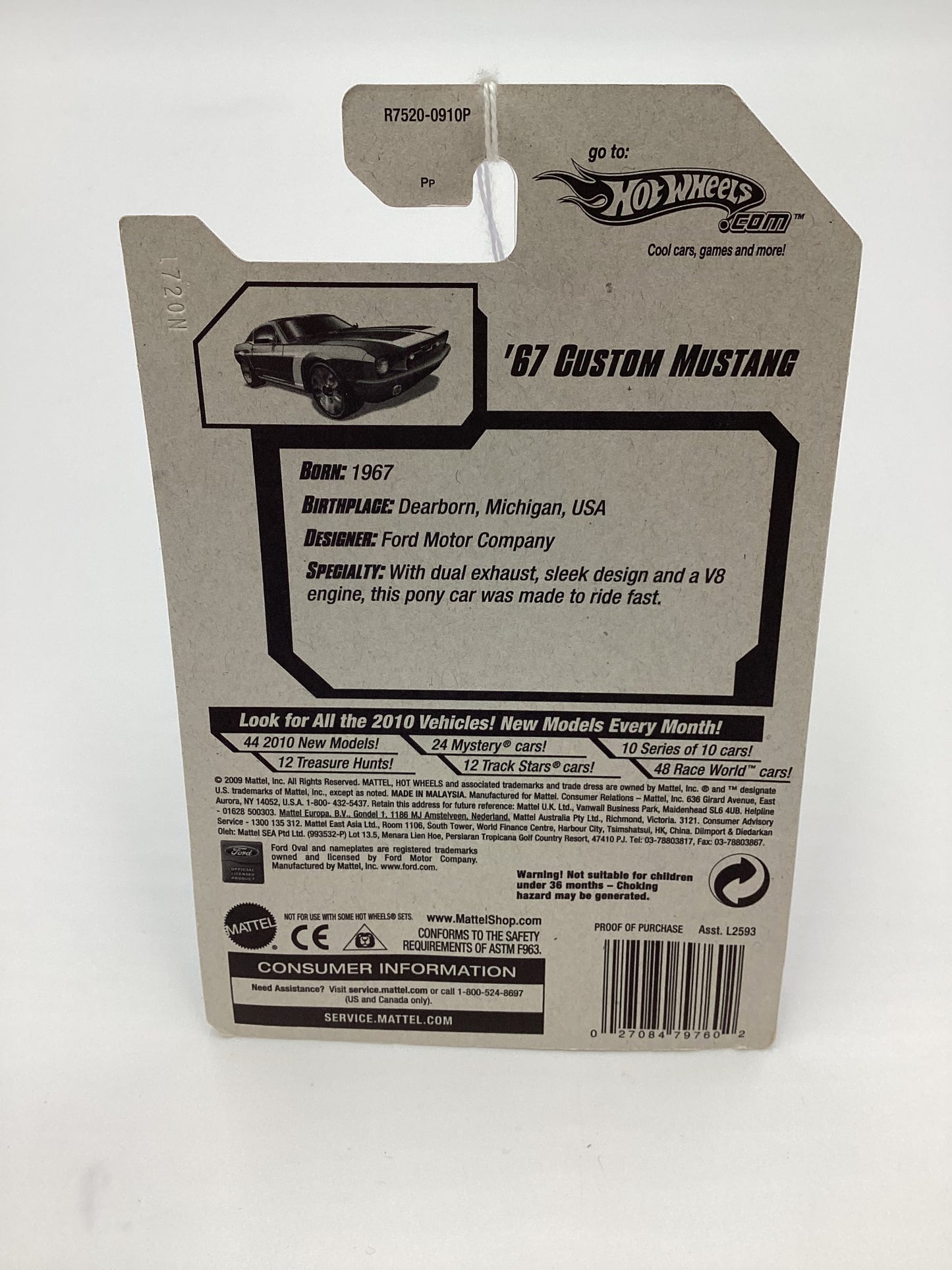 2009 Hot Wheels #095 67 Custom Mustang Red 23F