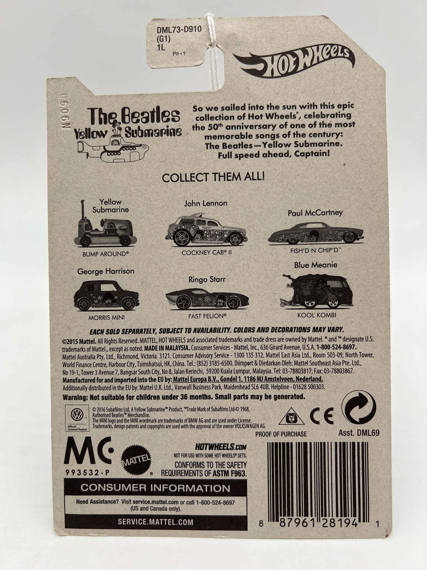 2016 Hot Wheels The Beatles Yellow Submarine #6 Kool Kombi Blue SR