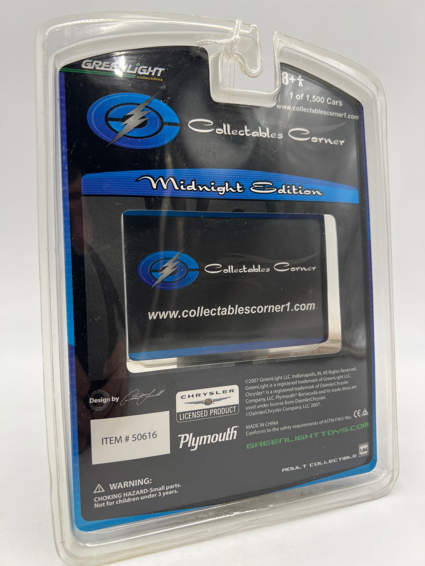 Greenlight Collectibles Corner Midnight Edition 1/1500 1971 Plymouth Hemi Cuda Black
