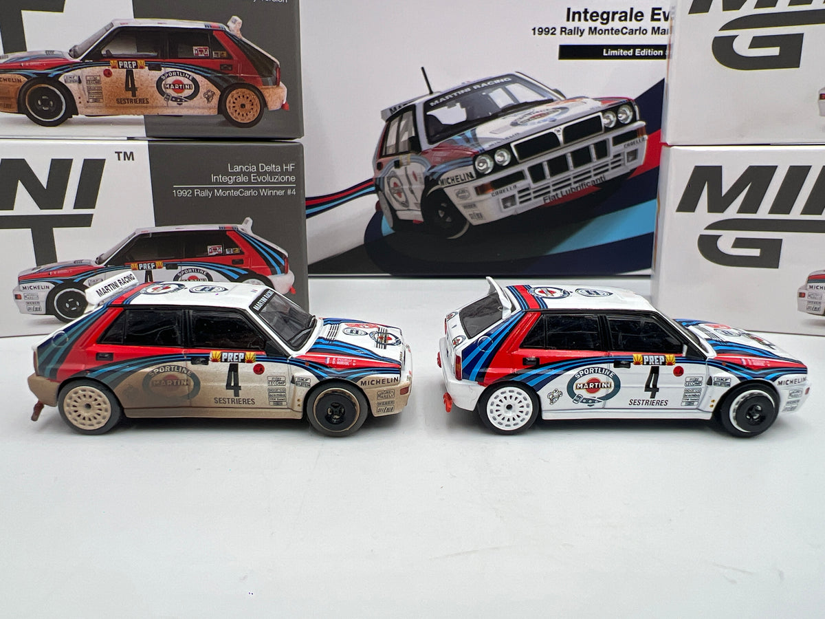 Mini GT #455-458 Martini Racing 4 Car Set 1/5000 Lancia Delta HF Integrale Evoluzione