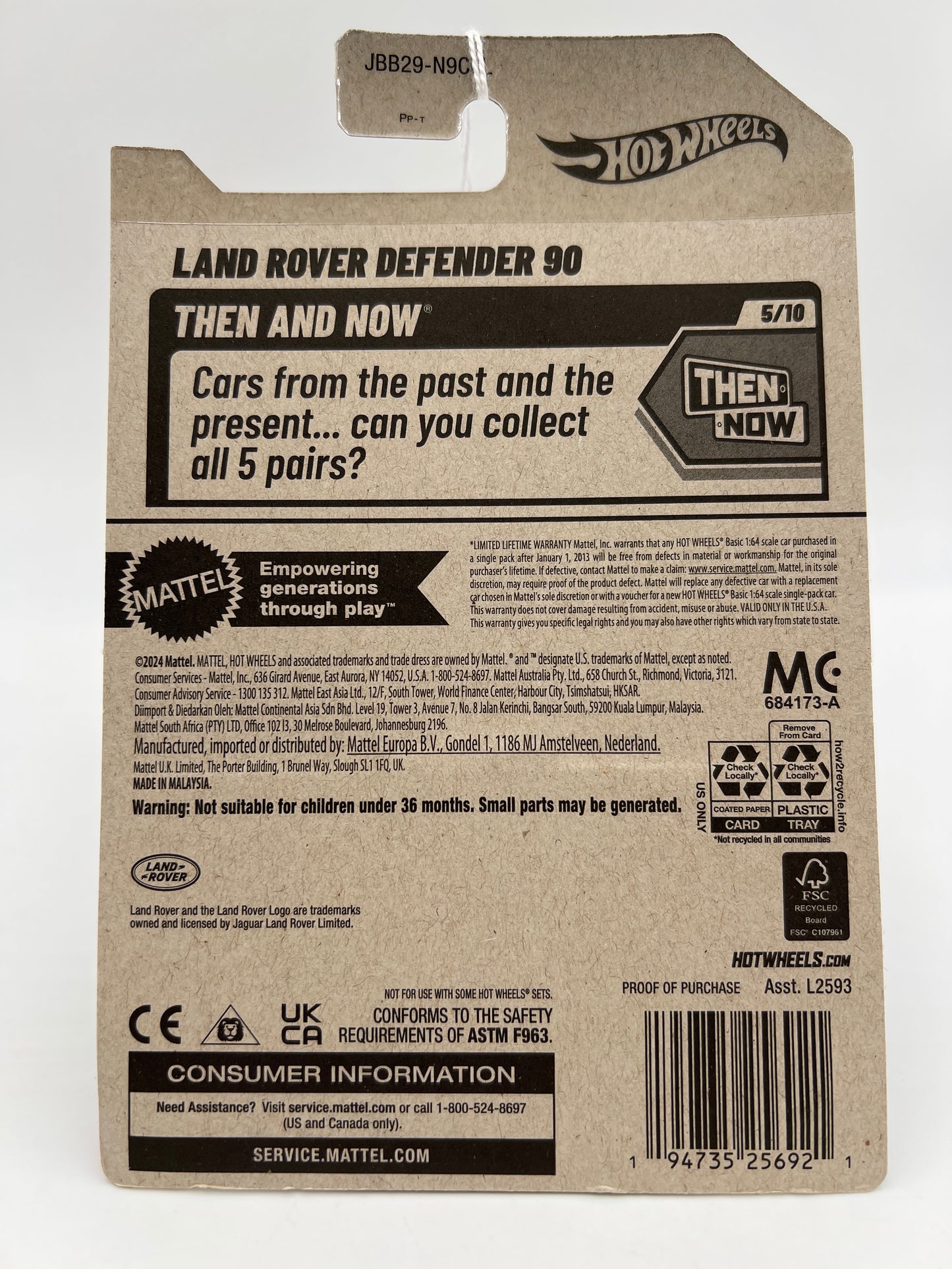 2025 Hot Wheels L Case Then And Now #210 Land Rover Defender 90 Tan 63G