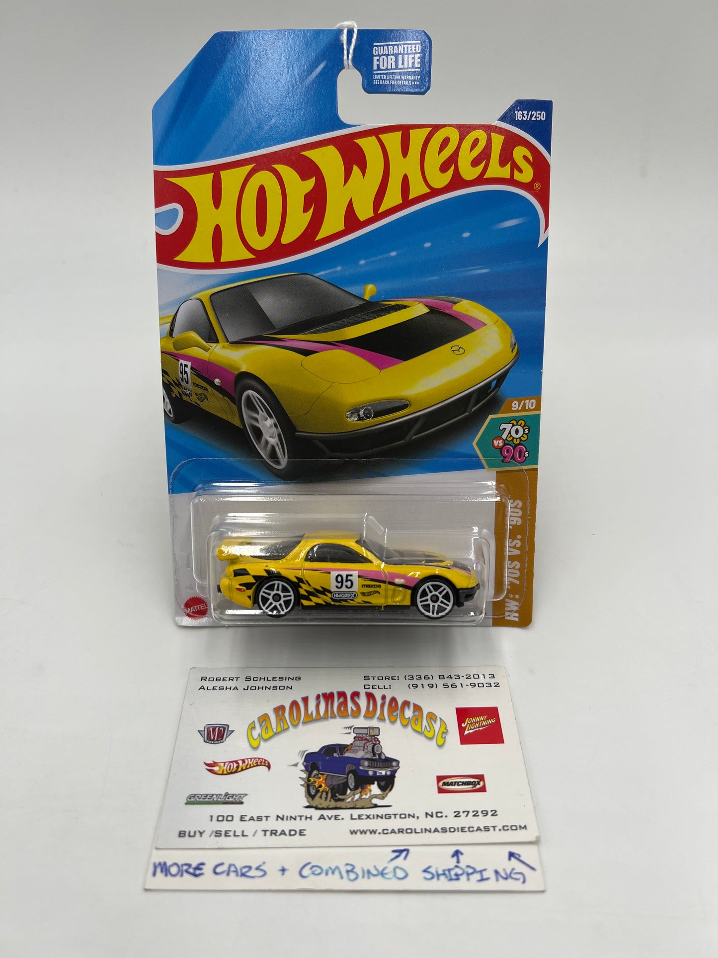 2025 Hot Wheels H Case 70s Vs. 90s #163 95 Mazda RX-7 Yellow