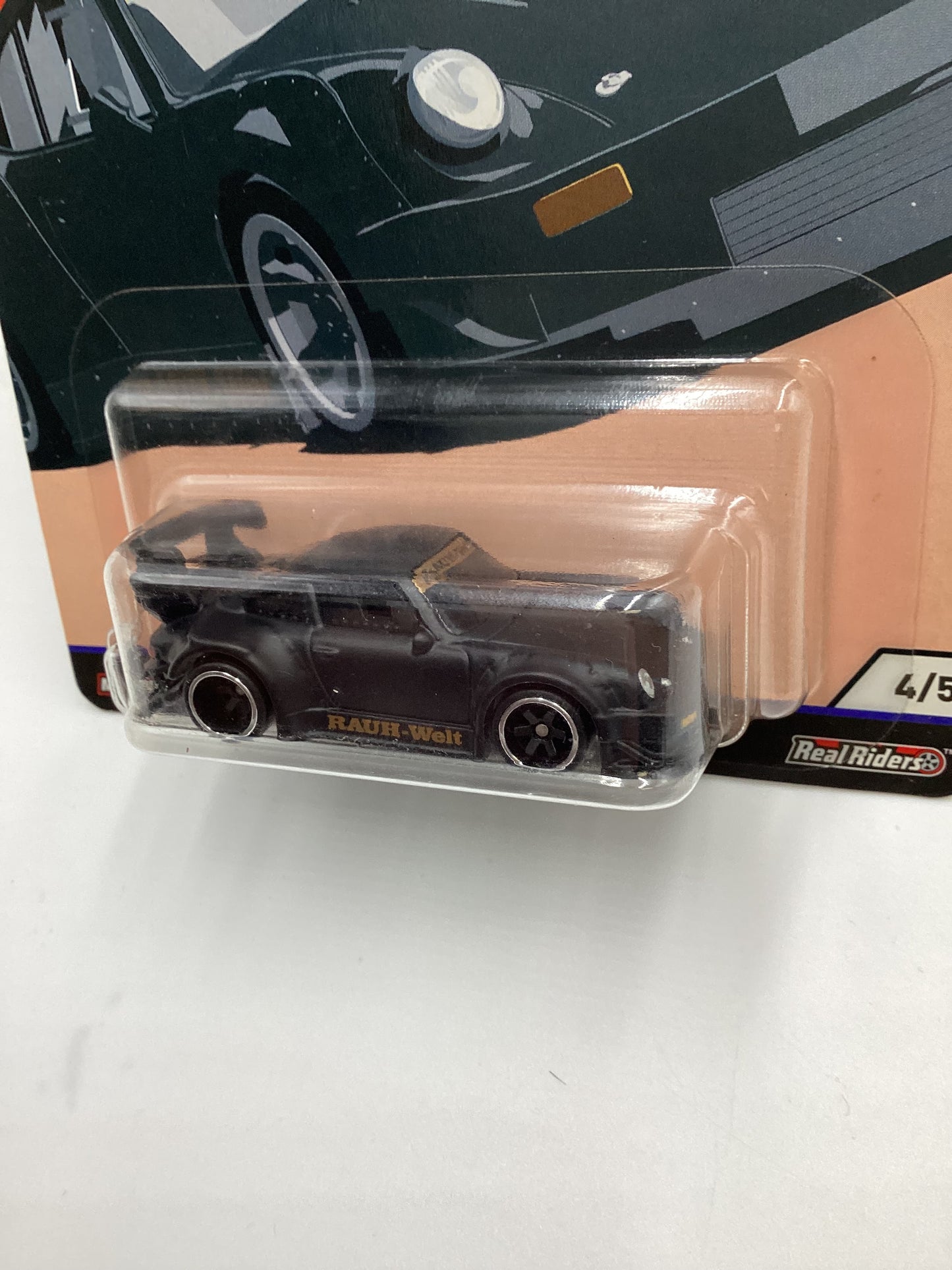 2018 Hot Wheels Premium Silhouettes #4 RWB Porsche 930 Matte Black *Exhaust Error* with protector