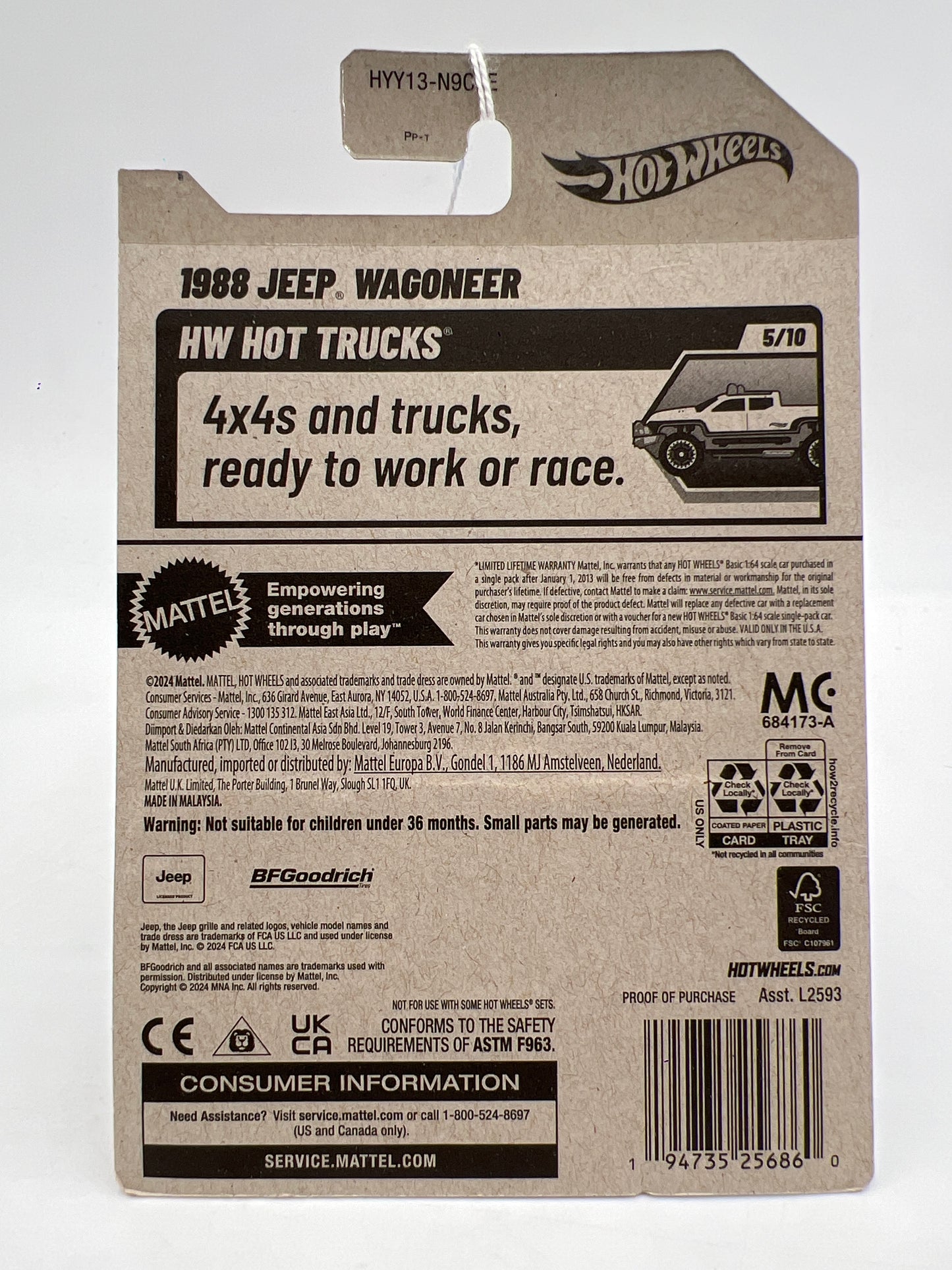 2025 Hot Wheels E Case Walmart Exclusive Zamac 004 #44 1988 Jeep Wagoneer 144D