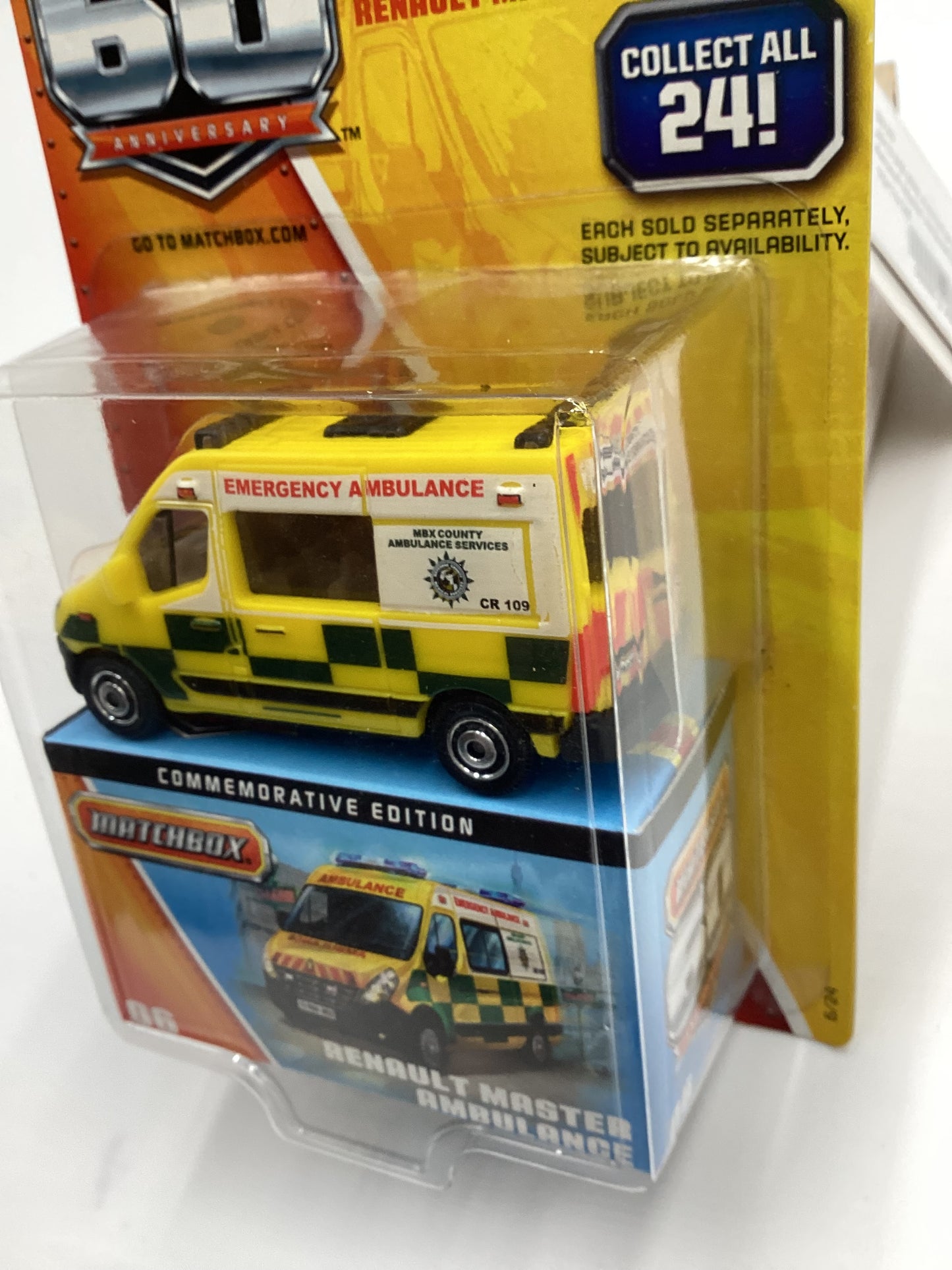 2013 Matchbox 60th anniversary #06 Renault Master Ambulance Yellow 172A