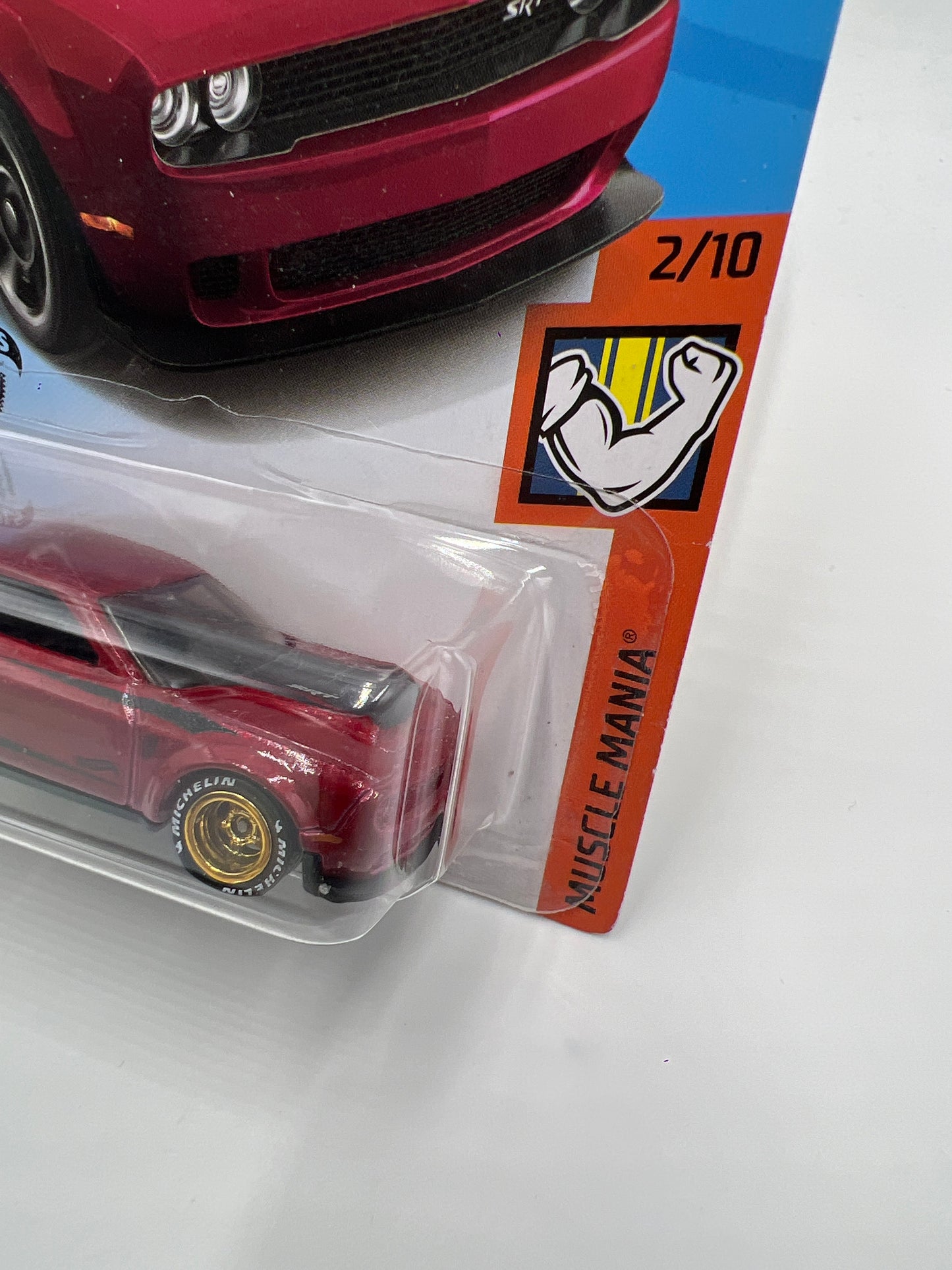 Hot Wheels 18 Dodge Challenger SRT Demon Red Wheel Swap Custom On Card W/Protector SR