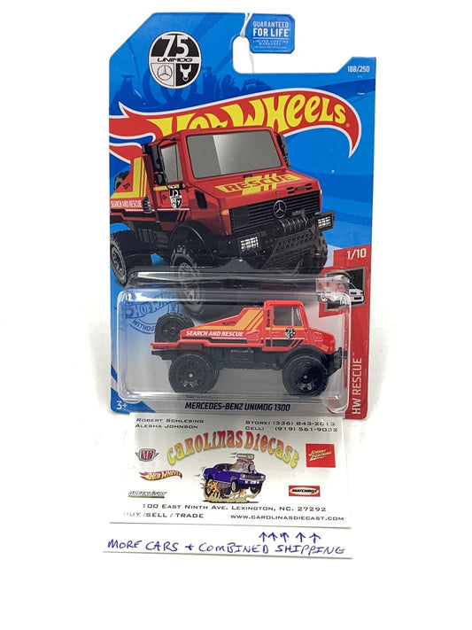 2021 hot wheels K case #188 Mercedes Benz unimog 1300 red search and rescue 90H