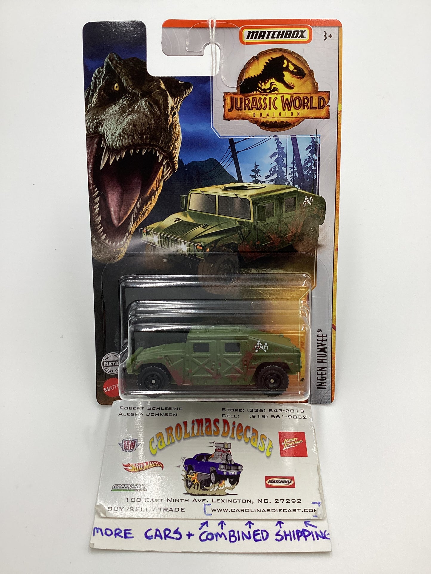 2022 Matchbox Jurassic World Dominion Ingen Humvee Green 163F