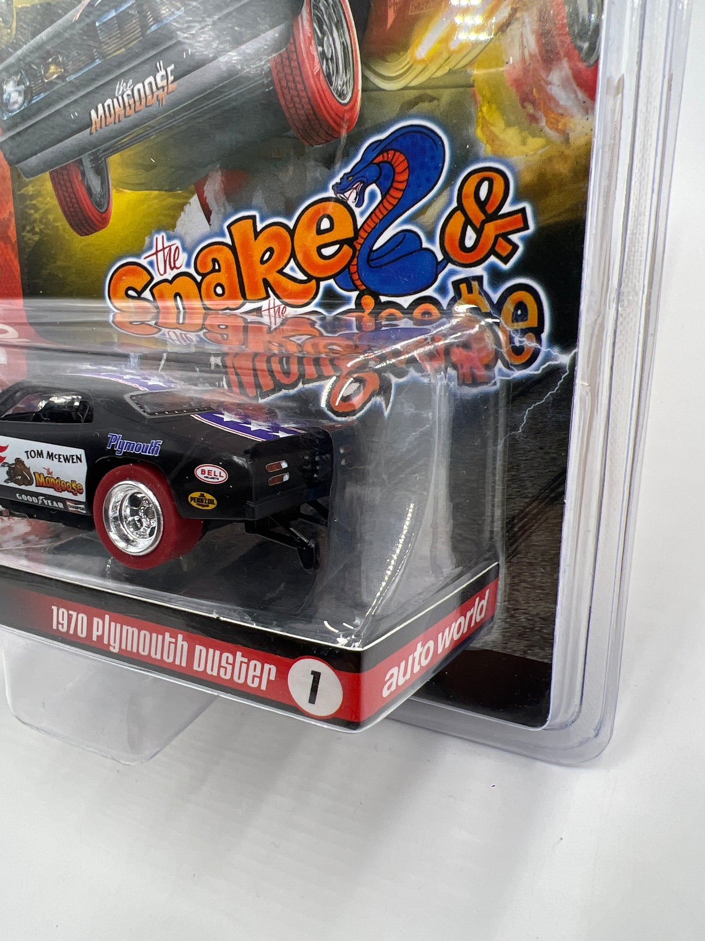 Auto World Supercon Exclusive 1/1008 Snake & Mongoose 1970 Plymouth Duster Mongoose Electric Slot Car VHTF