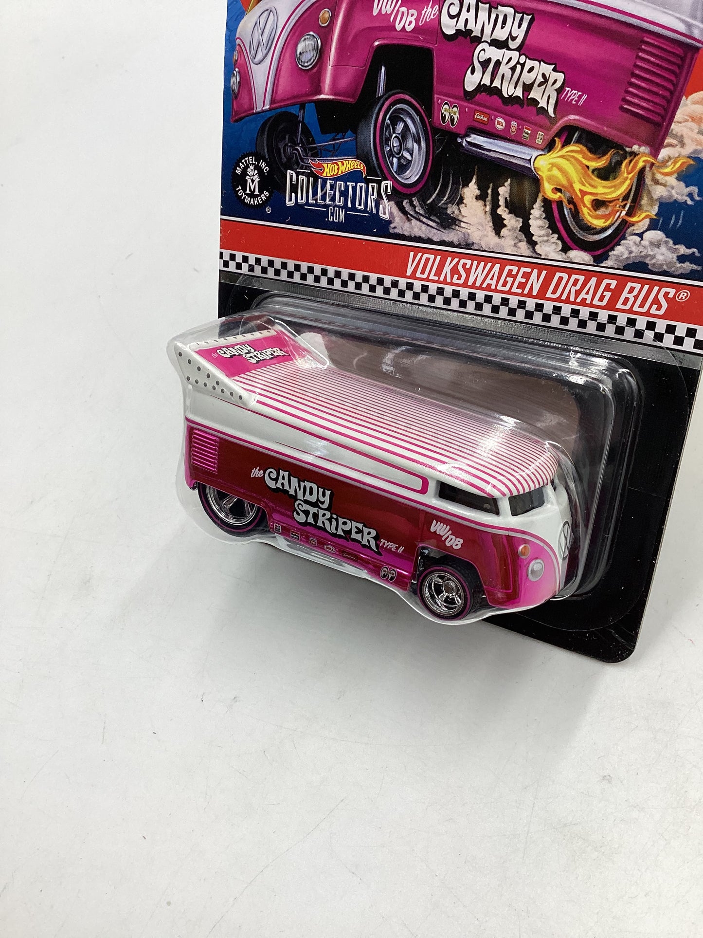 Hot wheels Redline club Volkswagen Drag Bus Candy Striper Silver Emblem 19276/20000 with protector