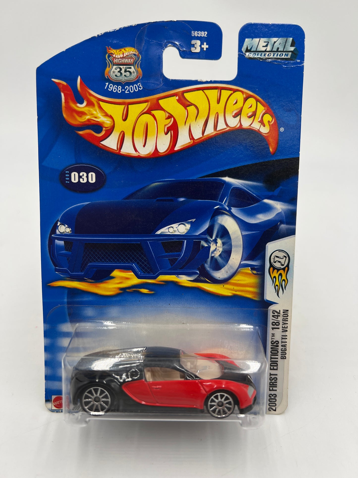 2003 Hot Wheels First Editions #030 Bugatti Veyron Red/Black W/Protector