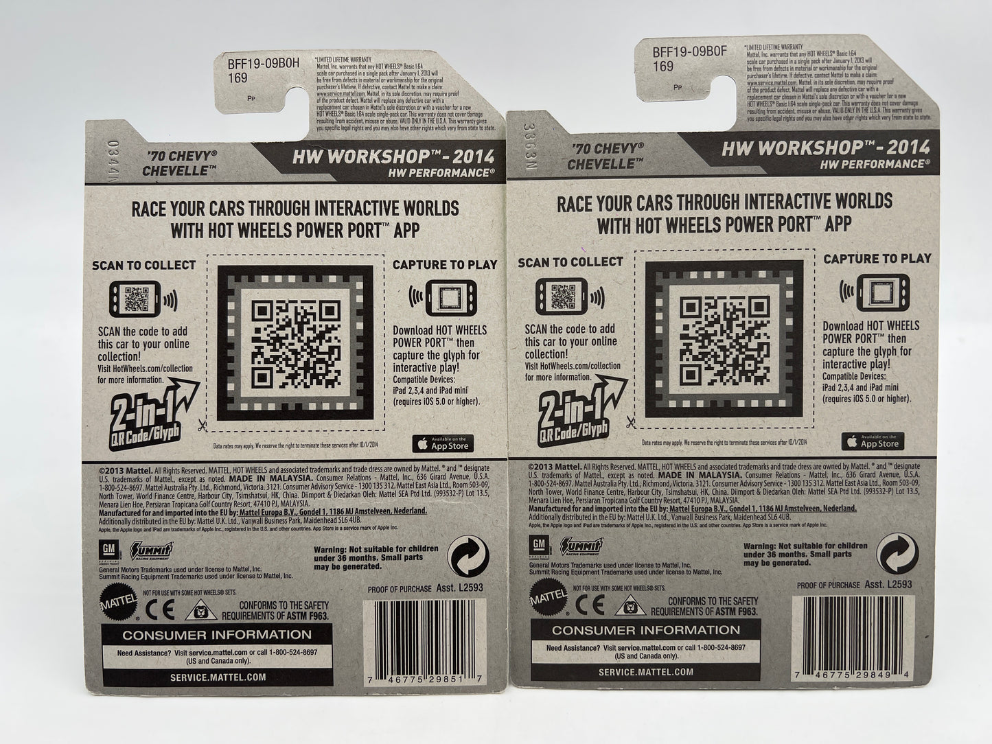 2014 Hot Wheels Workshop #243 70 Chevy Chevelle Purple Summit 2 Pack MC5/PR5 Wheel Variations W/Protector