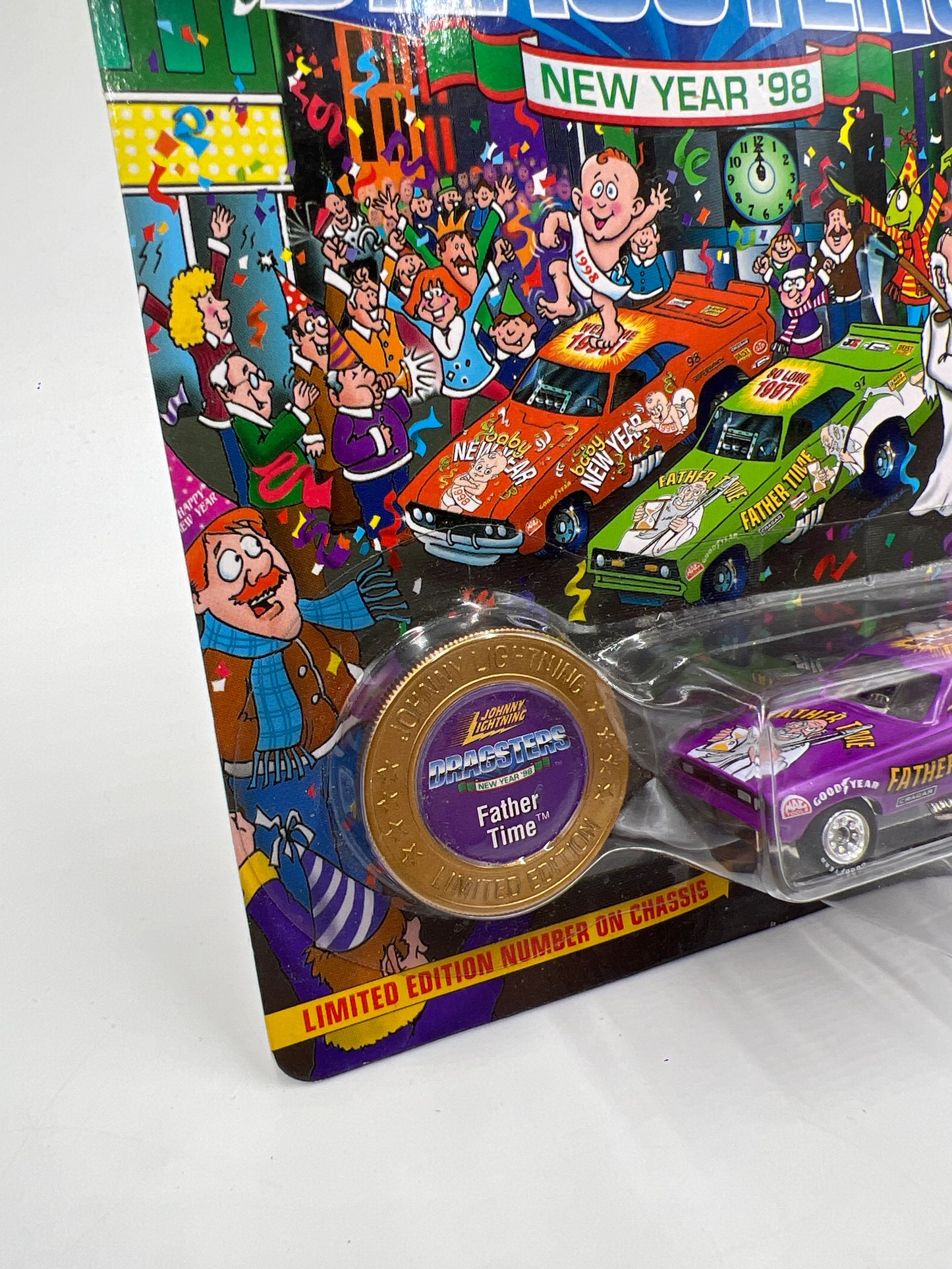 Johnny Lightning Dragsters New Year 98 #11611 Father Time Purple 186C