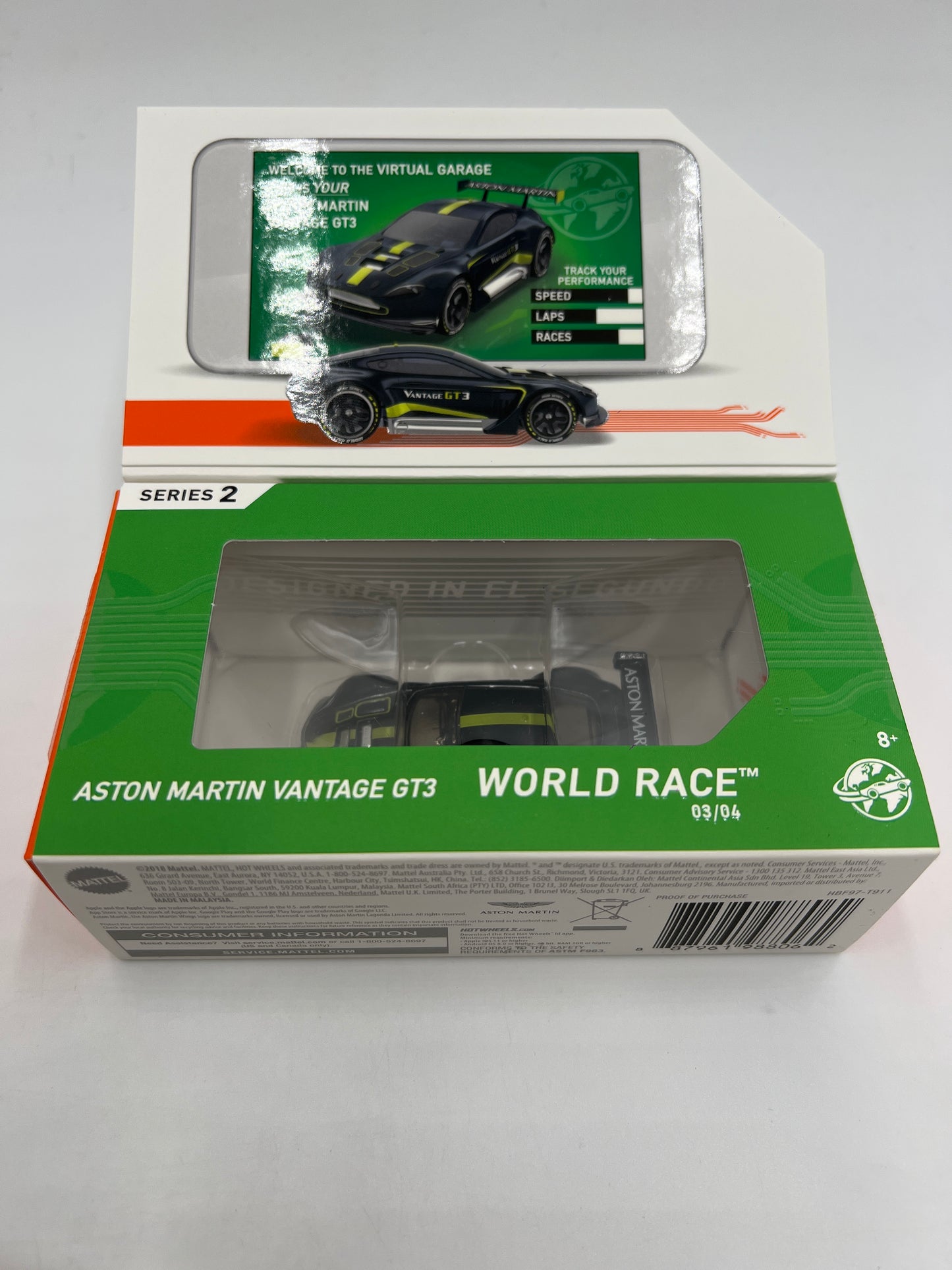 Hot Wheels iD World Race Series 2 #3 Aston Martin Vantage GT3 Black