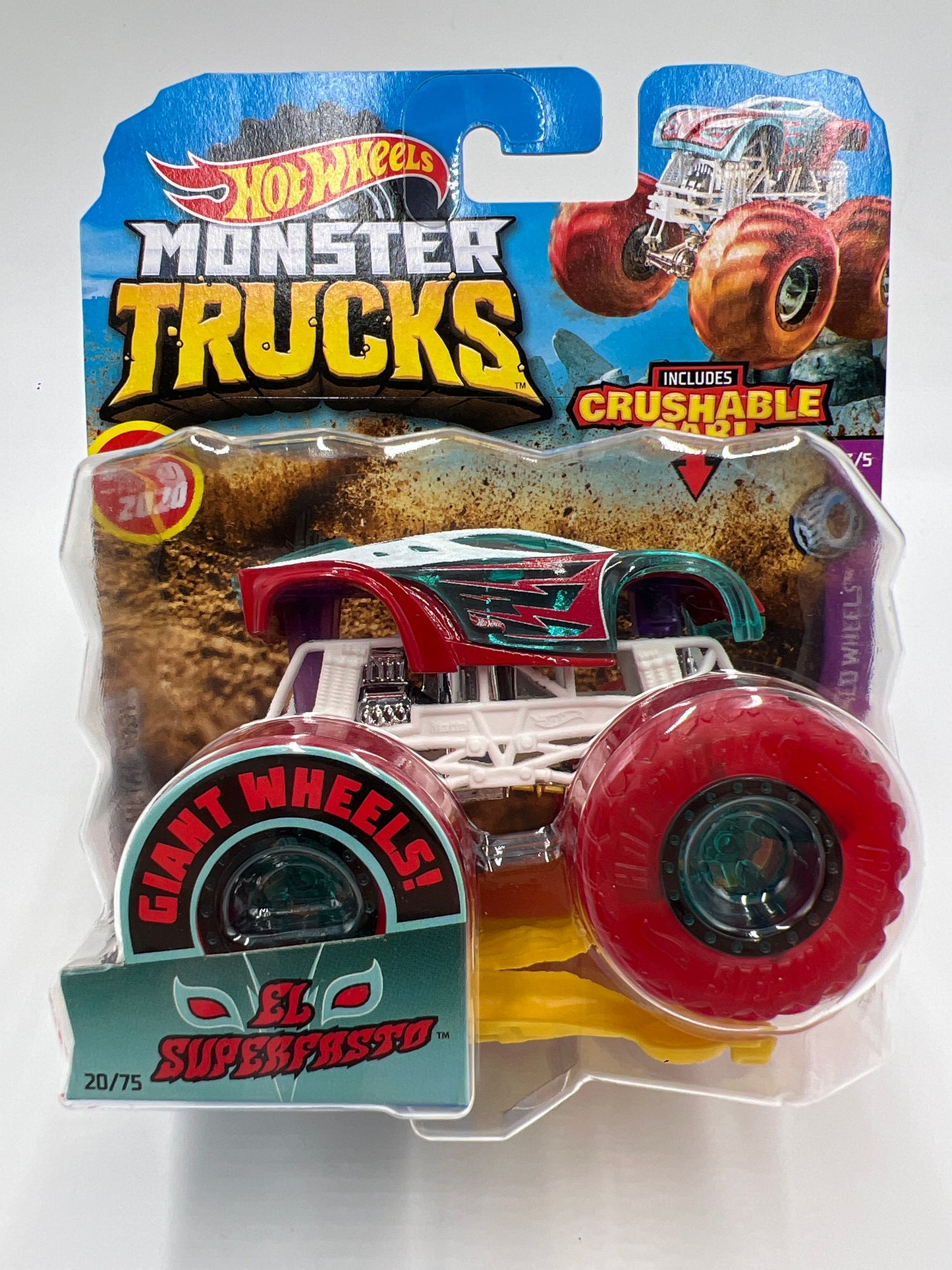 2020 Hot Wheels Monster Trucks Tinted Wheels #3 El Superfasto W/Protector VHTF