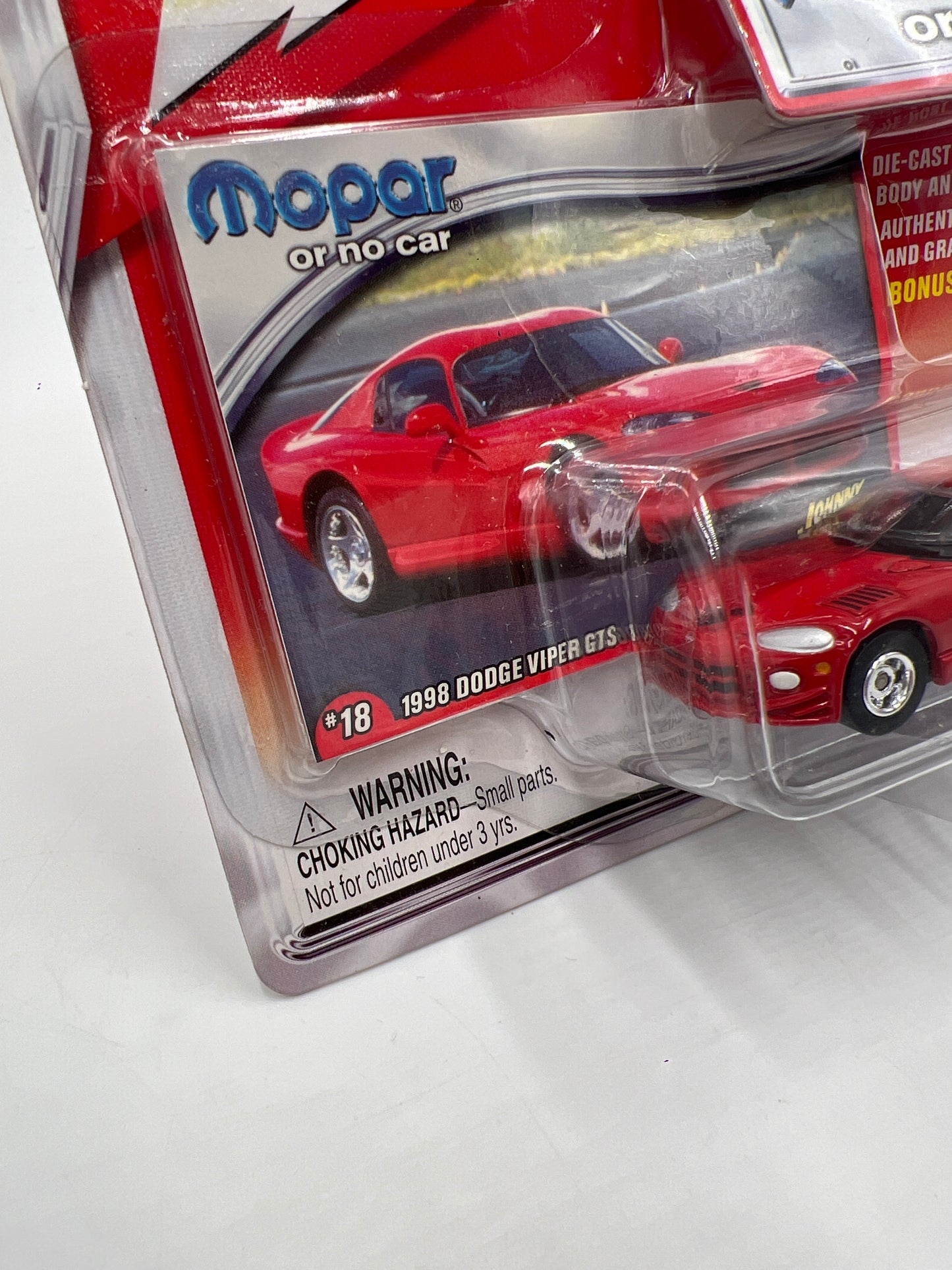 Johnny Lightning Mopar Or No Car #18 1998 Dodge Viper GTS Red 229a