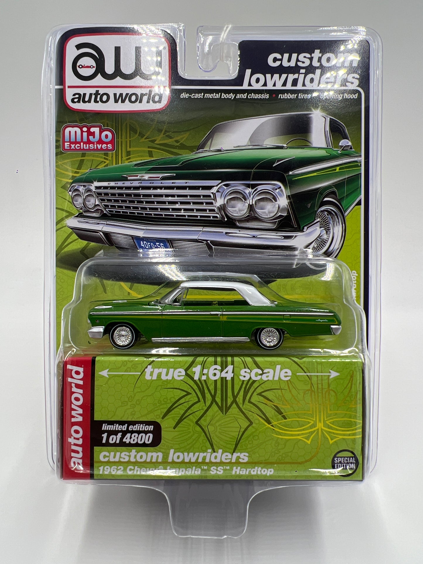 Auto World Mijo Exclusives Custom Lowriders 1962 Chevy Impala SS Hardtop Green 181C
